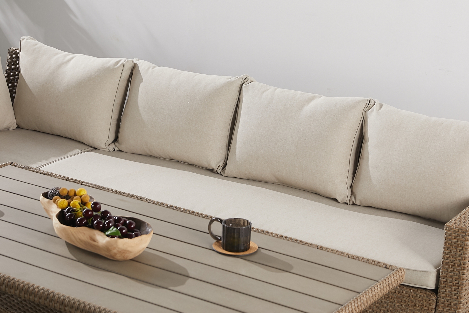 Narożnik ogrodowy technorattanowy Lagos Khaki Grey / Beige Melange