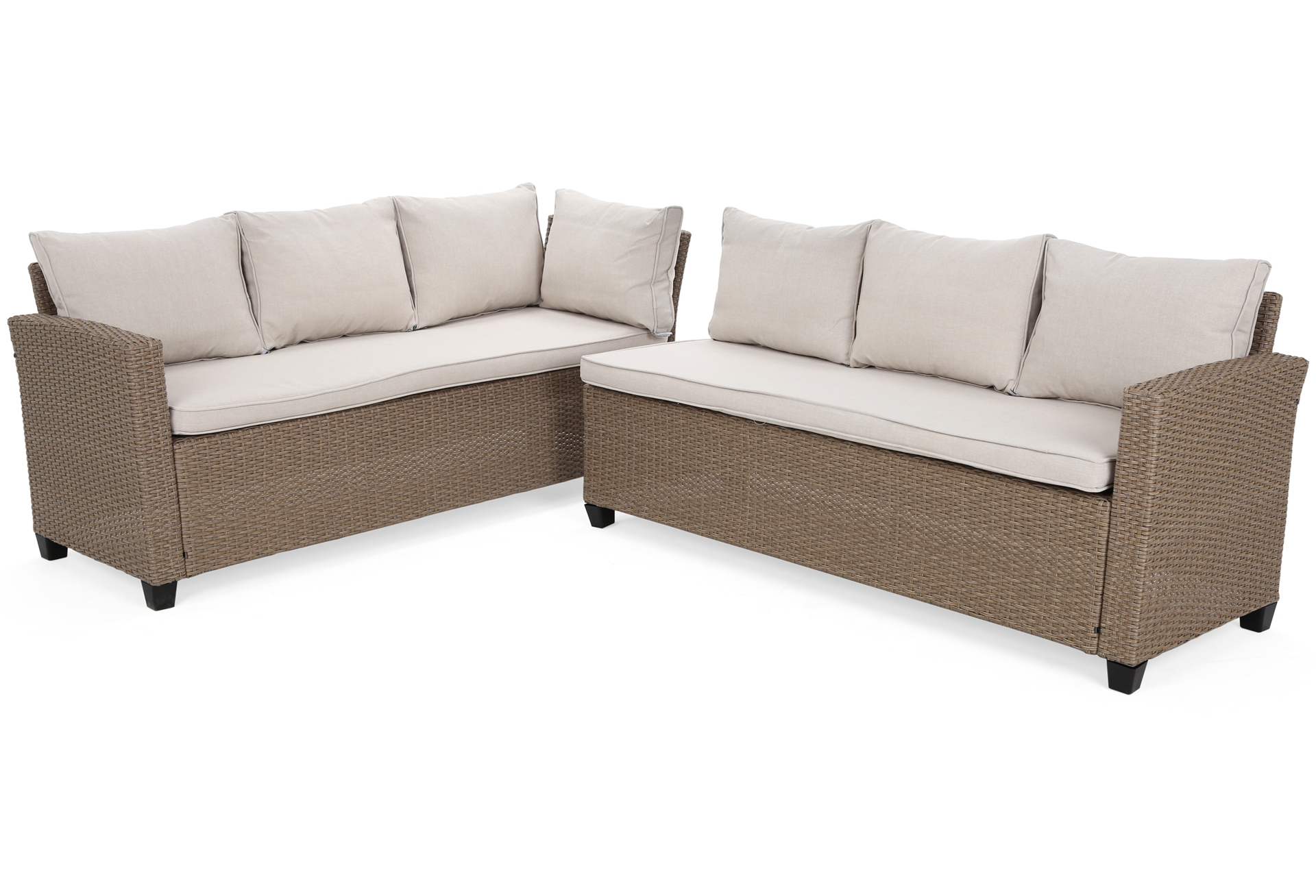 Narożnik ogrodowy technorattanowy Lagos Khaki Grey / Beige Melange