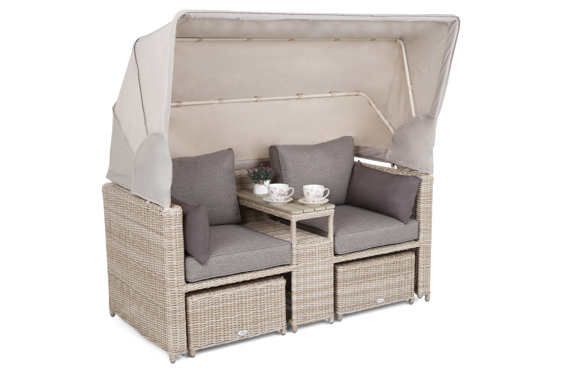 Kosz ogrodowy technorattanowy Michigan Beige / Beige Melange