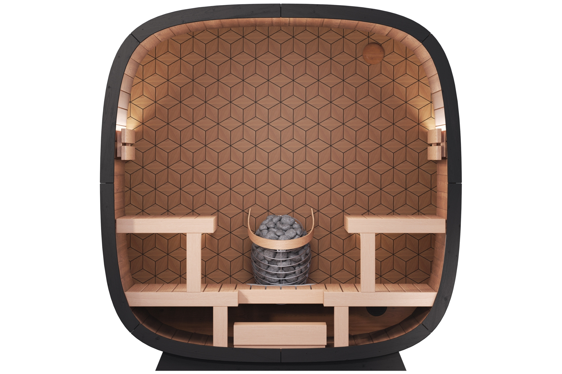 Sauna fińska zewnętrzna Leil® Saunas Black Cube Premium 4-osobowa