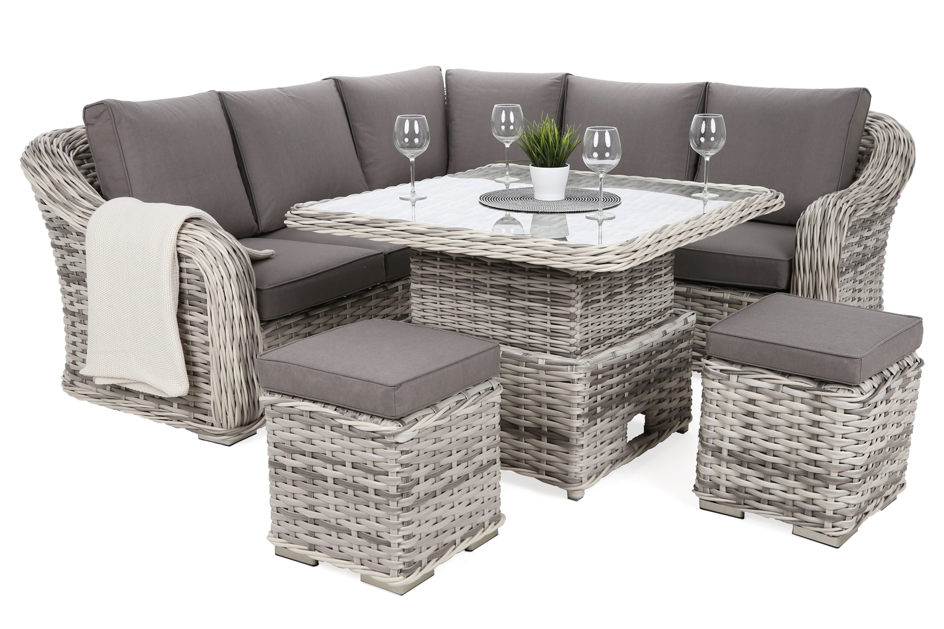 Narożny zestaw mebli ogrodowych Foggia Basic Light Grey / Grey