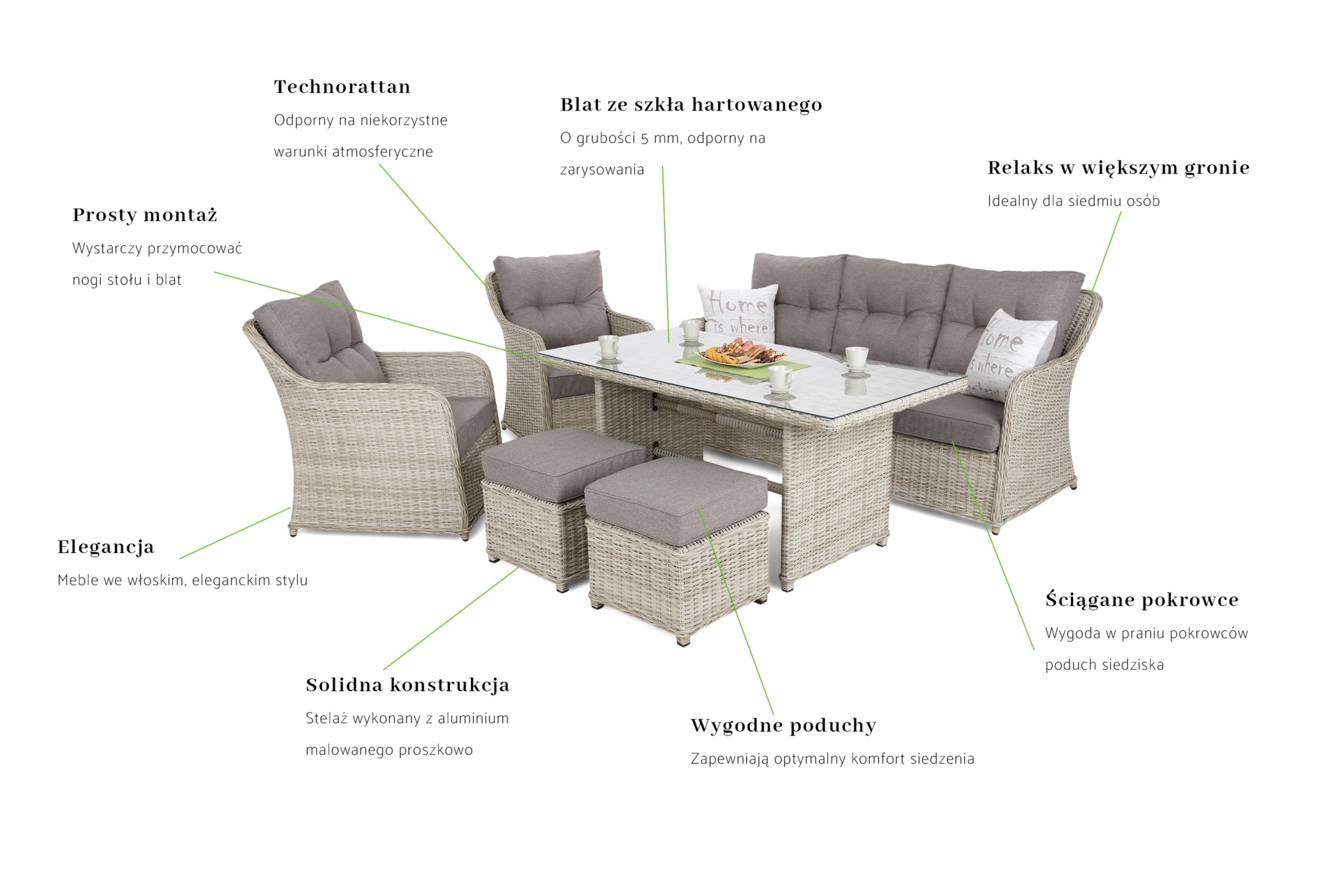 Meble ogrodowe technorattanowe Bergamo Beige / Beige Melange