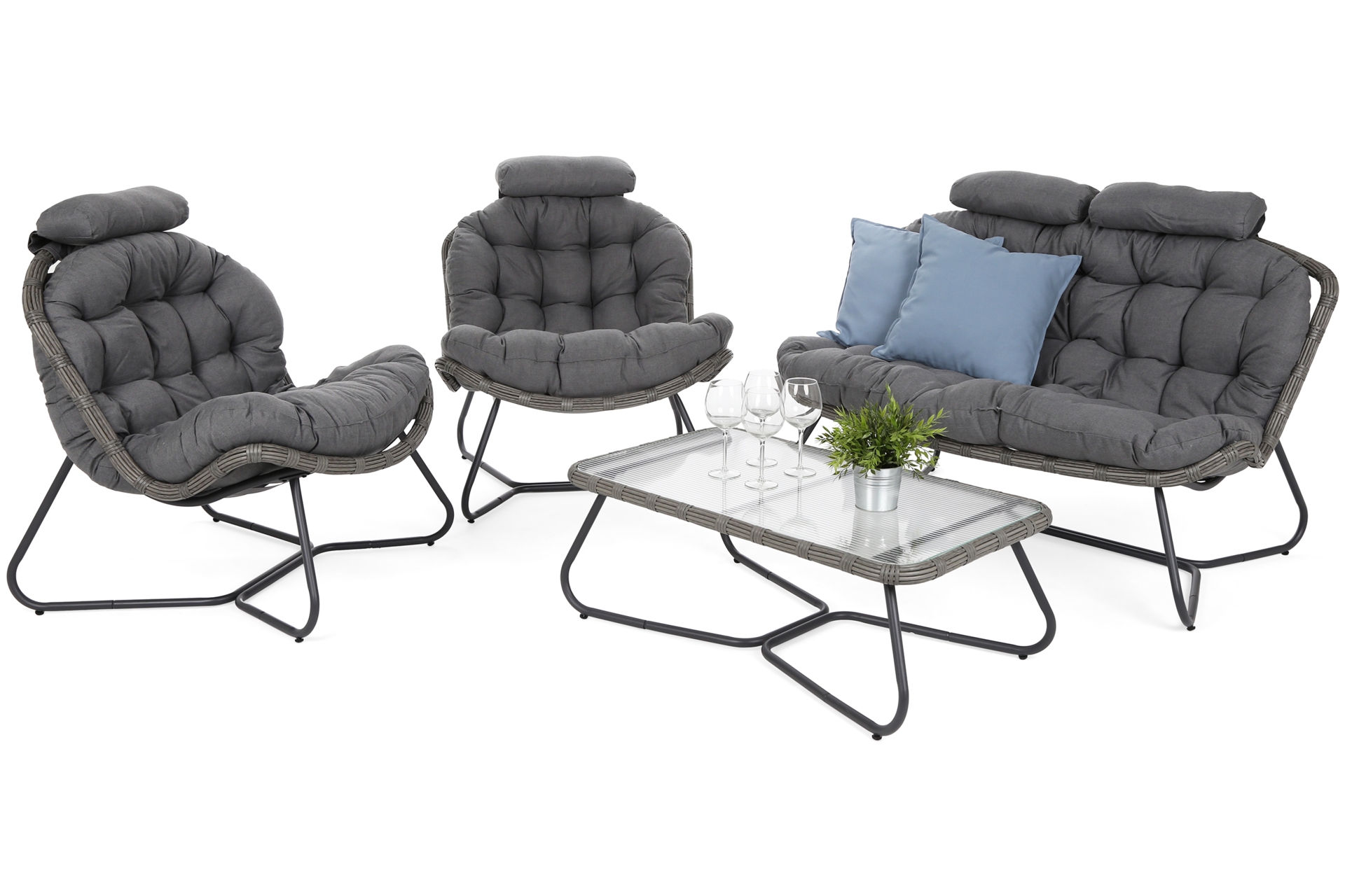 Meble technorattanowe Palermo szare - dla 4 osób Meble ogrodowe technorattanowe Palermo Grey / Grey