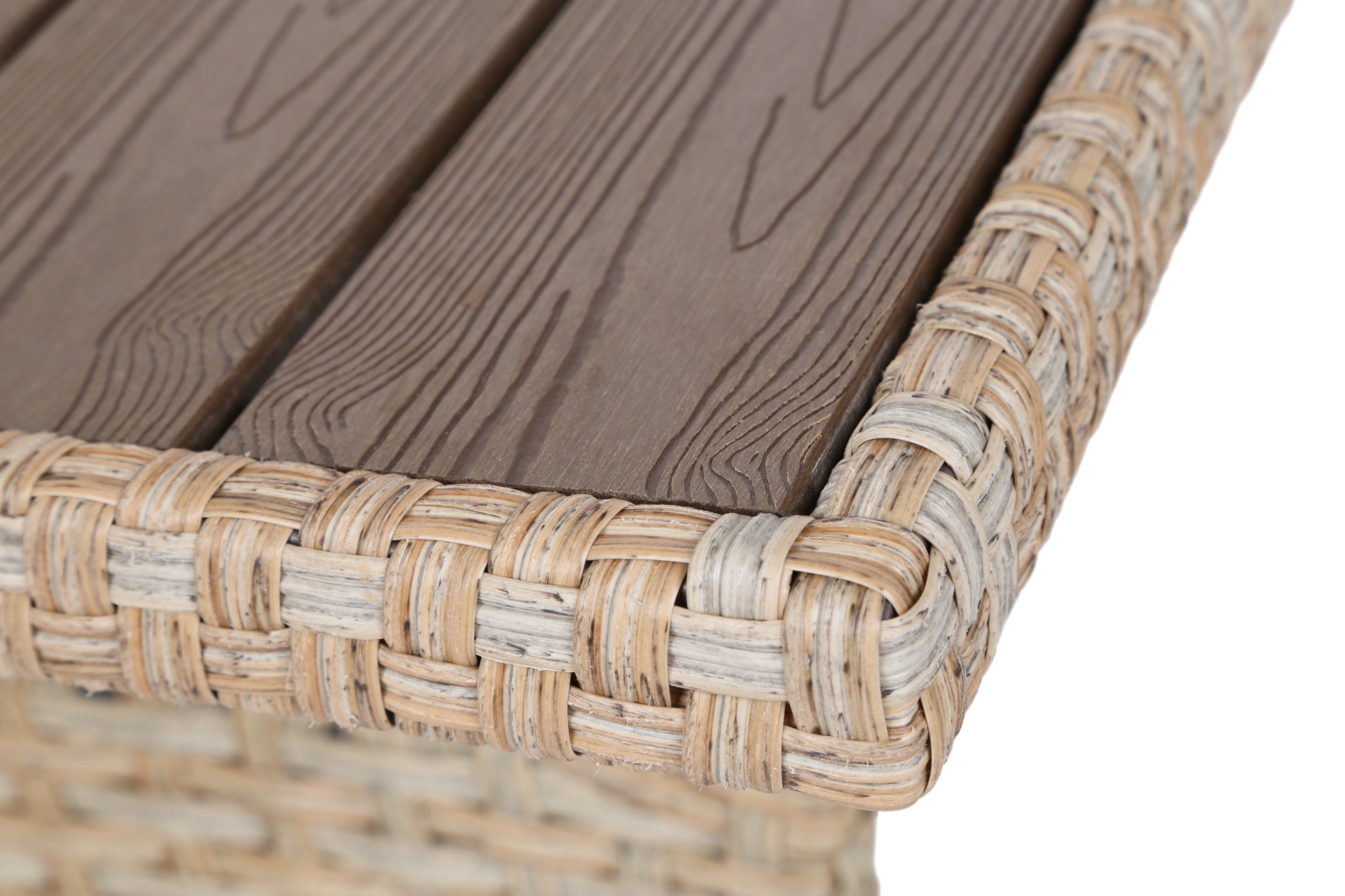 Narożne meble ogrodowe technorattanowe Lagos Beige / Ecru - dla 9 osób - beżowy Narożne meble ogrodowe technorattanowe Lagos Beige / Ecru