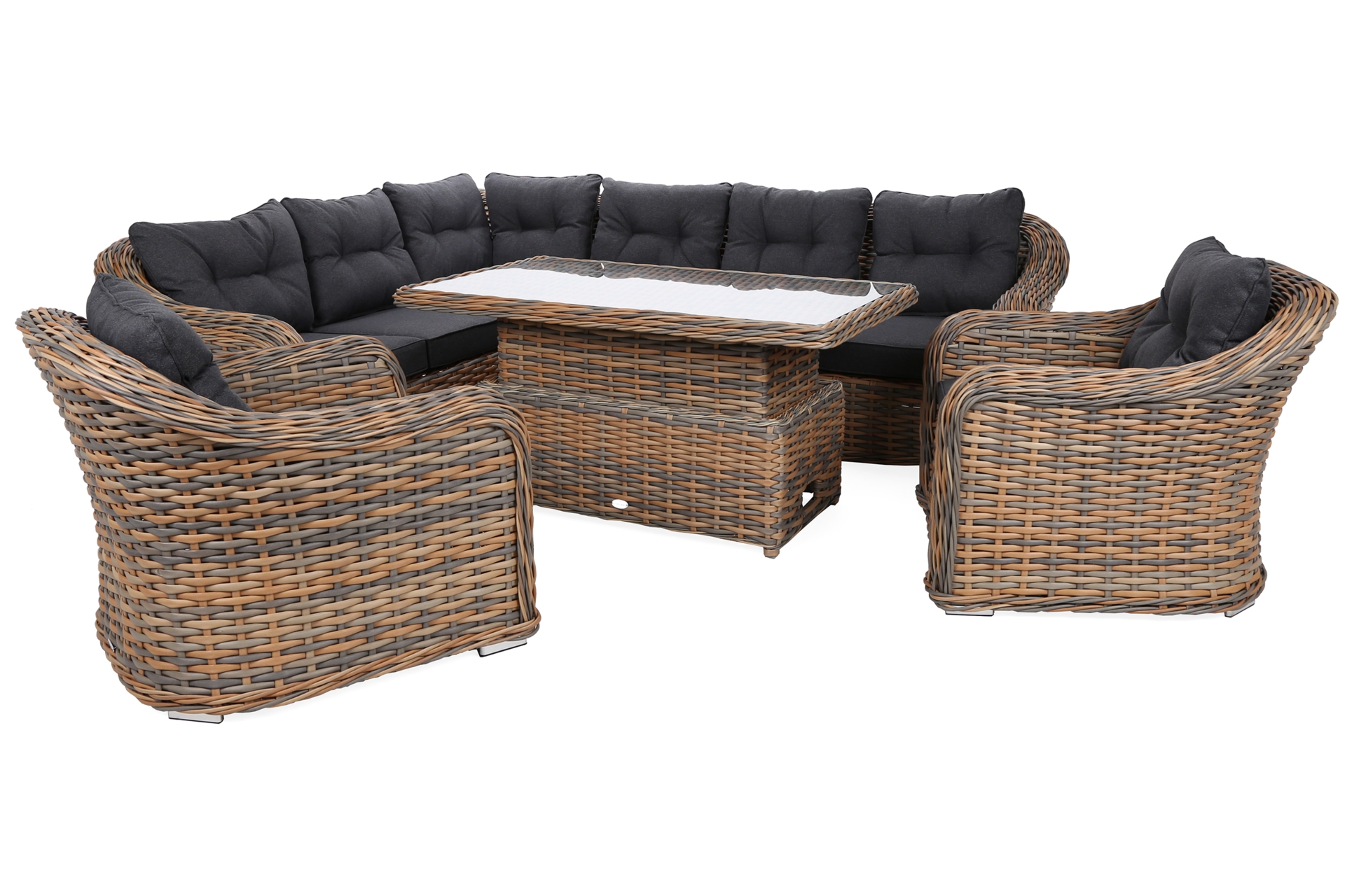 Narożny zestaw mebli ogrodowych Foggia Comfort Ginger Melange / Dark Grey