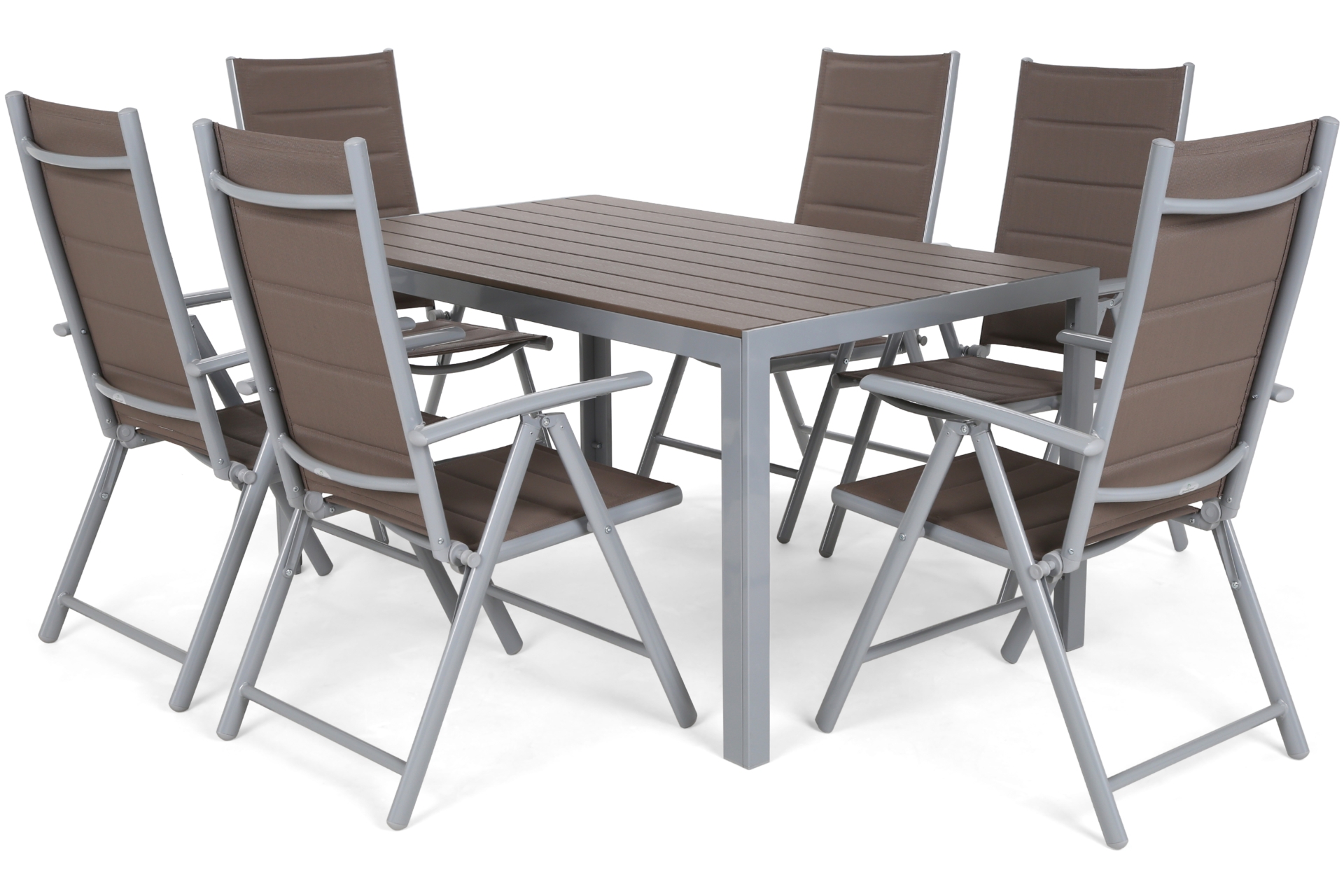 Meble ogrodowe aluminiowe Ibiza 150 cm Silver / Taupe 6+1