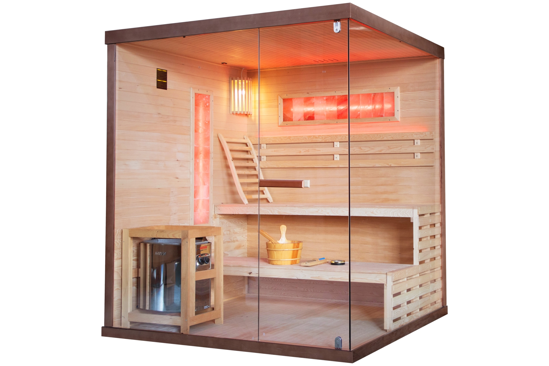 Sauna fińska narożna Nordum Pure 4-osobowa brązowa