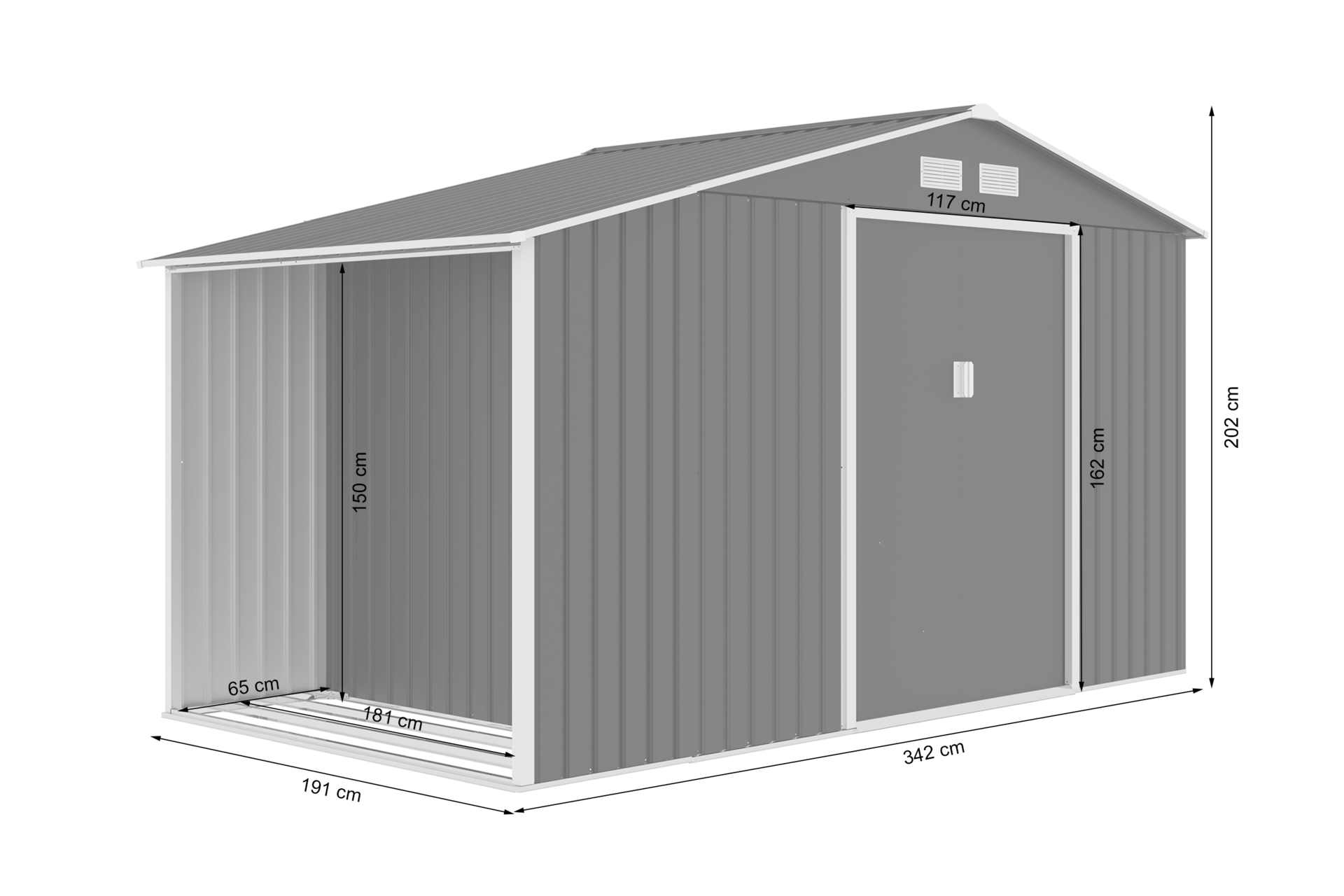 Domek narzędziowy Stockholm 342 x 191 cm Grey z drewutnią