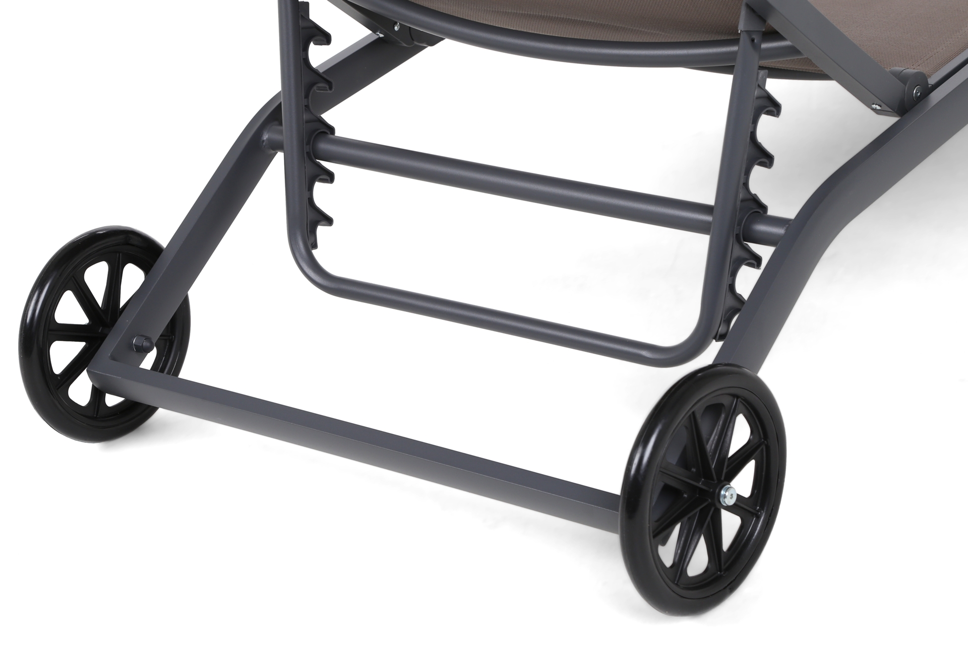 Leżak ogrodowy aluminiowy Ibiza - szary - z regulowanym oparciem Leżak ogrodowy aluminiowy Ibiza Grey / Taupe