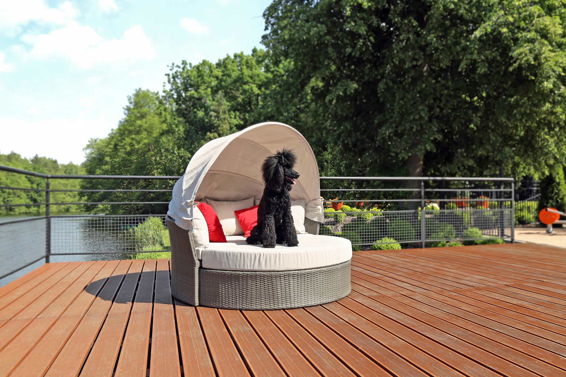 Sofa ogrodowa z baldachimem Sydney Grey / Grey Melange - dla 3 osób - szara Sofa ogrodowa z baldachimem Sydney Grey / Grey Melange