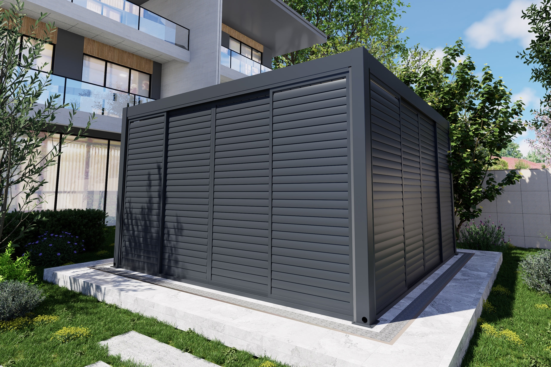 Przesuwna ścianka żaluzjowa 4 m do pergoli Schatler Nova Lux Alu