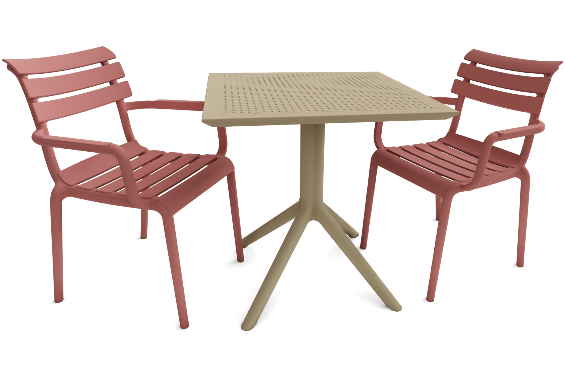 Meble ogrodowe Siesta Paris Sky 70 Marsala / Taupe 2+1 - beżowe, różowe - polipropylen Meble ogrodowe Siesta Paris Sky 70 Marsala / Taupe 2+1