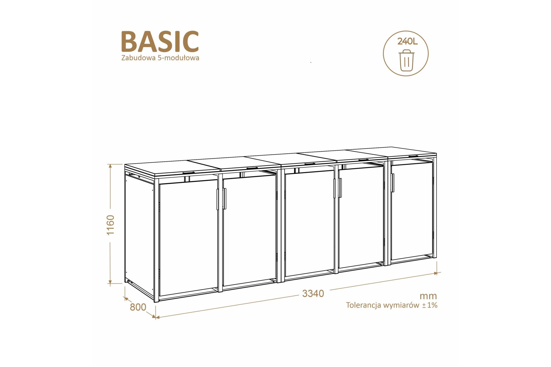 Zabudowa kosza śmietnikowego TOP BOX Basic 5 x 240 l