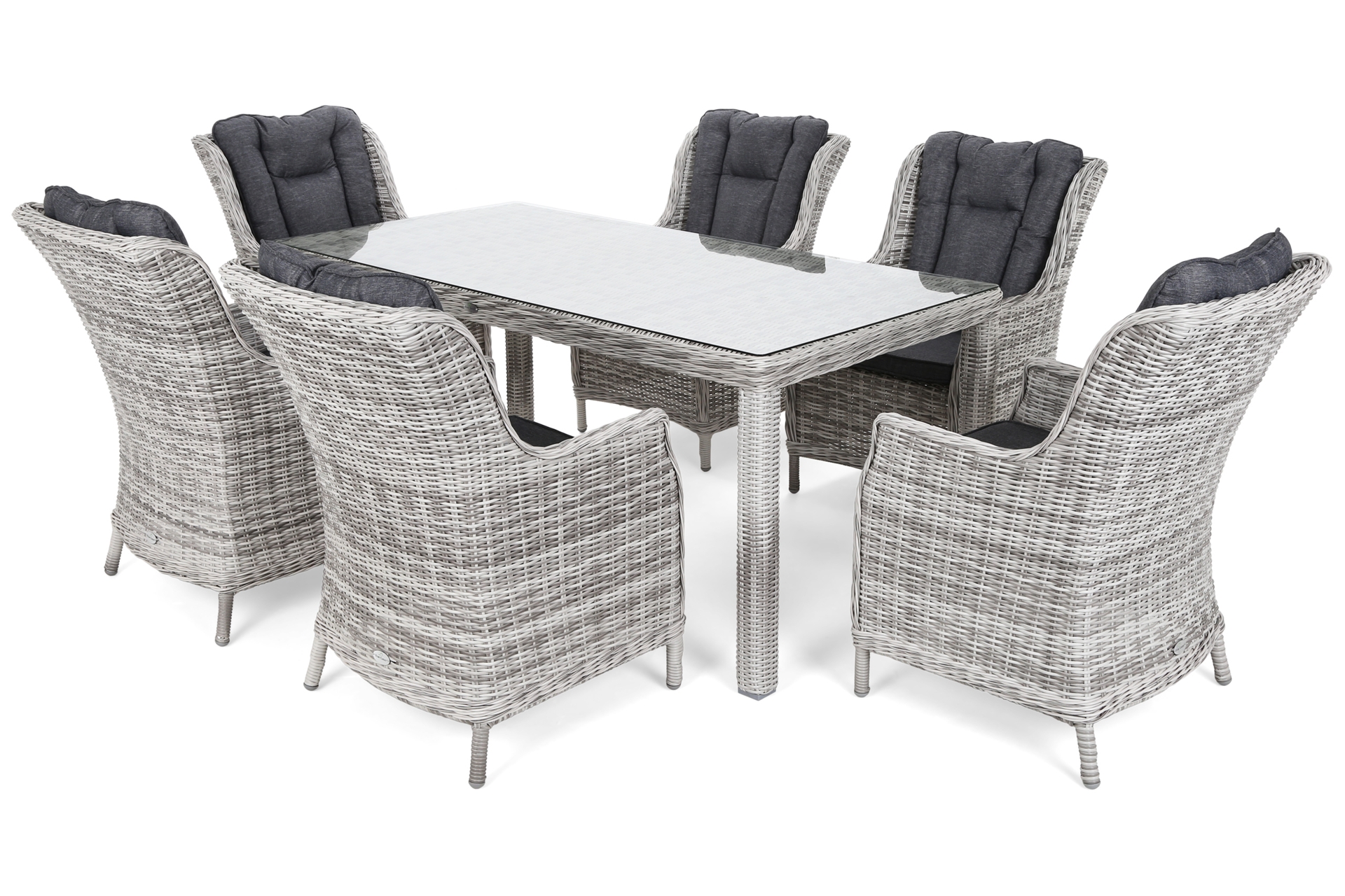 Meble ogrodowe technorattanowe Bristol 180 cm Light Grey / Grey Melange 6+1