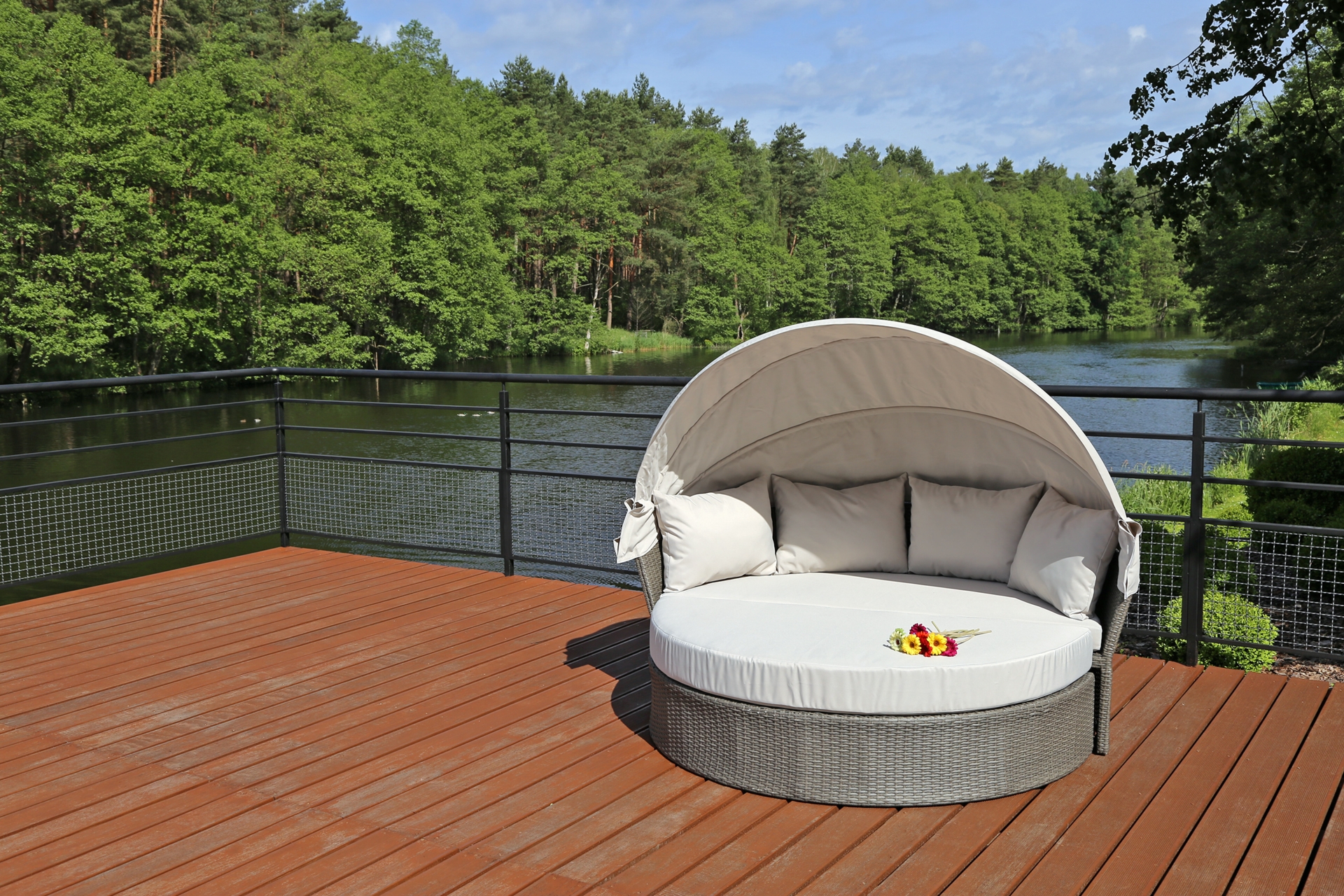 Sofa ogrodowa z baldachimem Sydney Grey / Grey Melange - dla 3 osób - szara Sofa ogrodowa z baldachimem Sydney Grey / Grey Melange