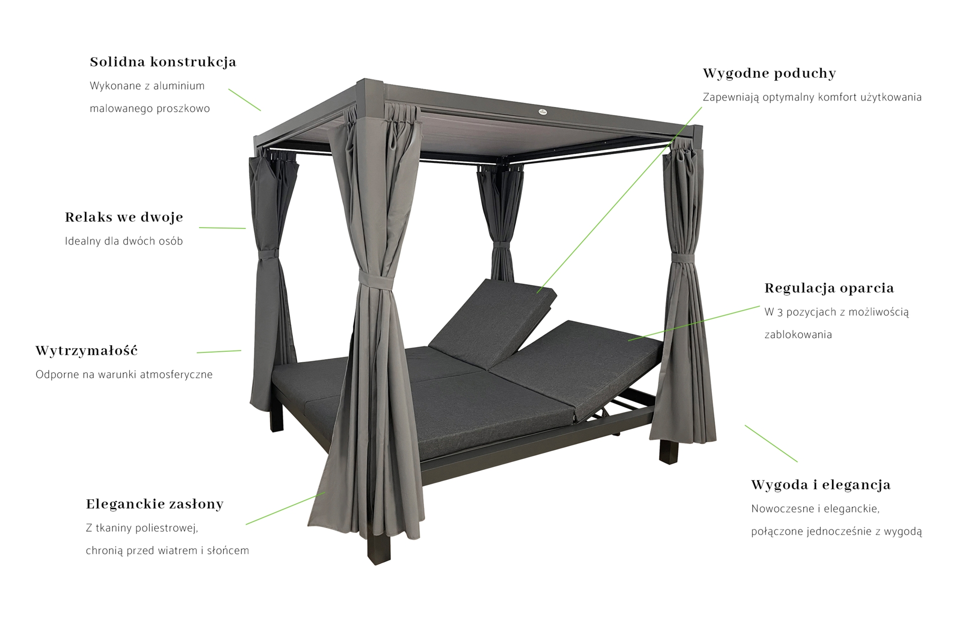 Łóżko ogrodowe Bali Grey / Grey Melange