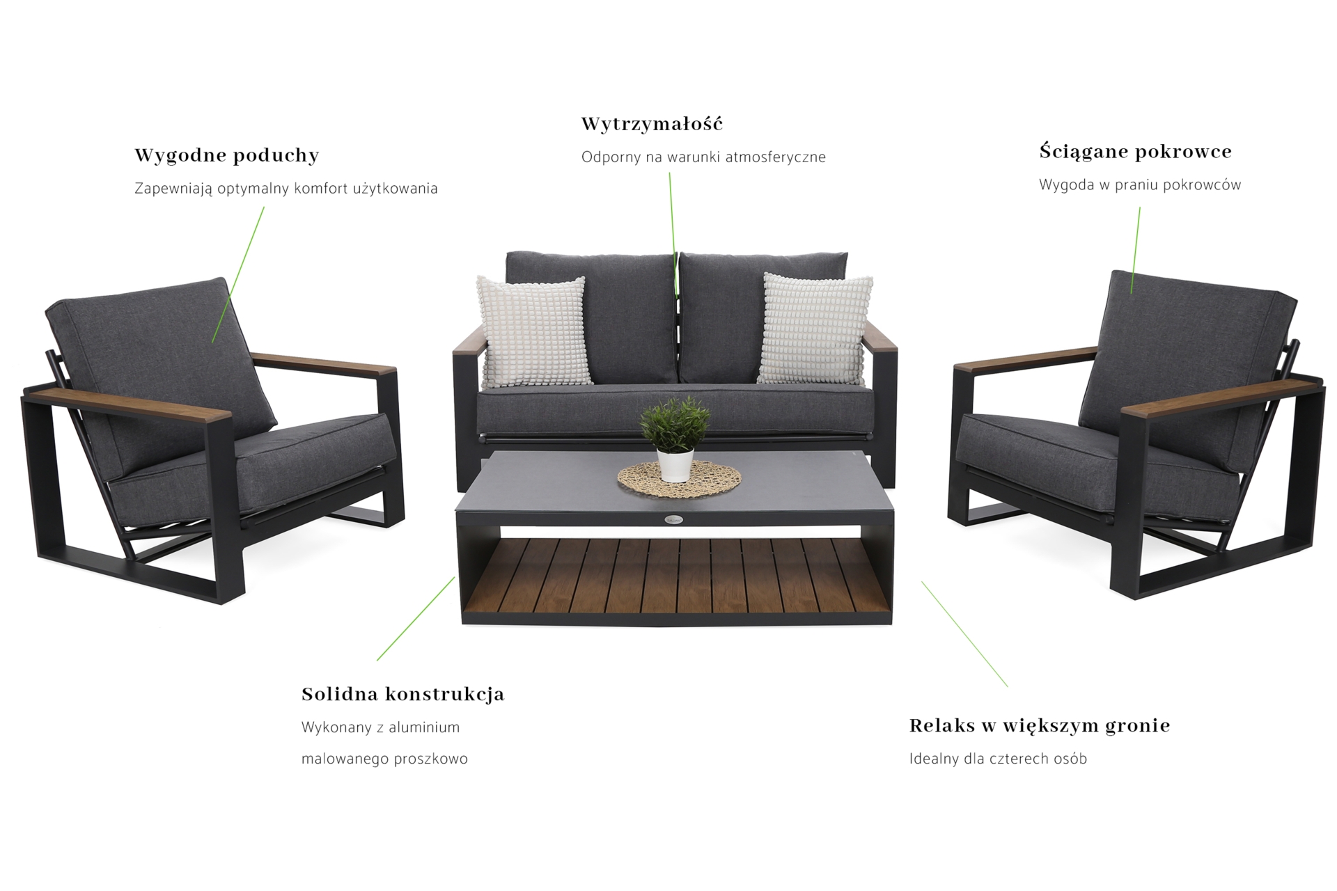 Meble ogrodowe aluminiowe San Marco Grey / Grey Melange