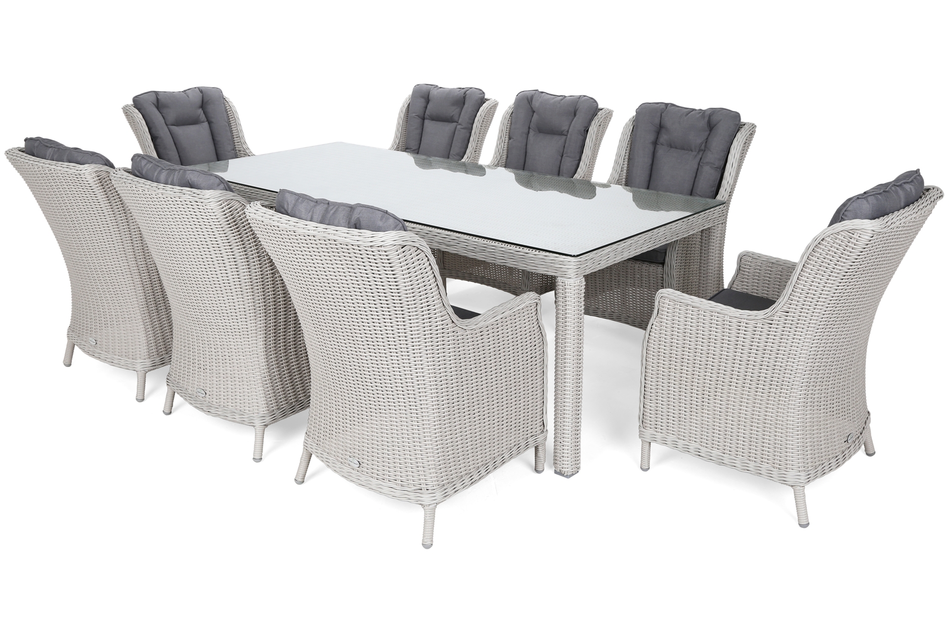 Meble ogrodowe technorattanowe Bristol 230 cm White / Grey - biały - dla 8 osób Meble ogrodowe technorattanowe Bristol 230 cm White / Grey 8+1