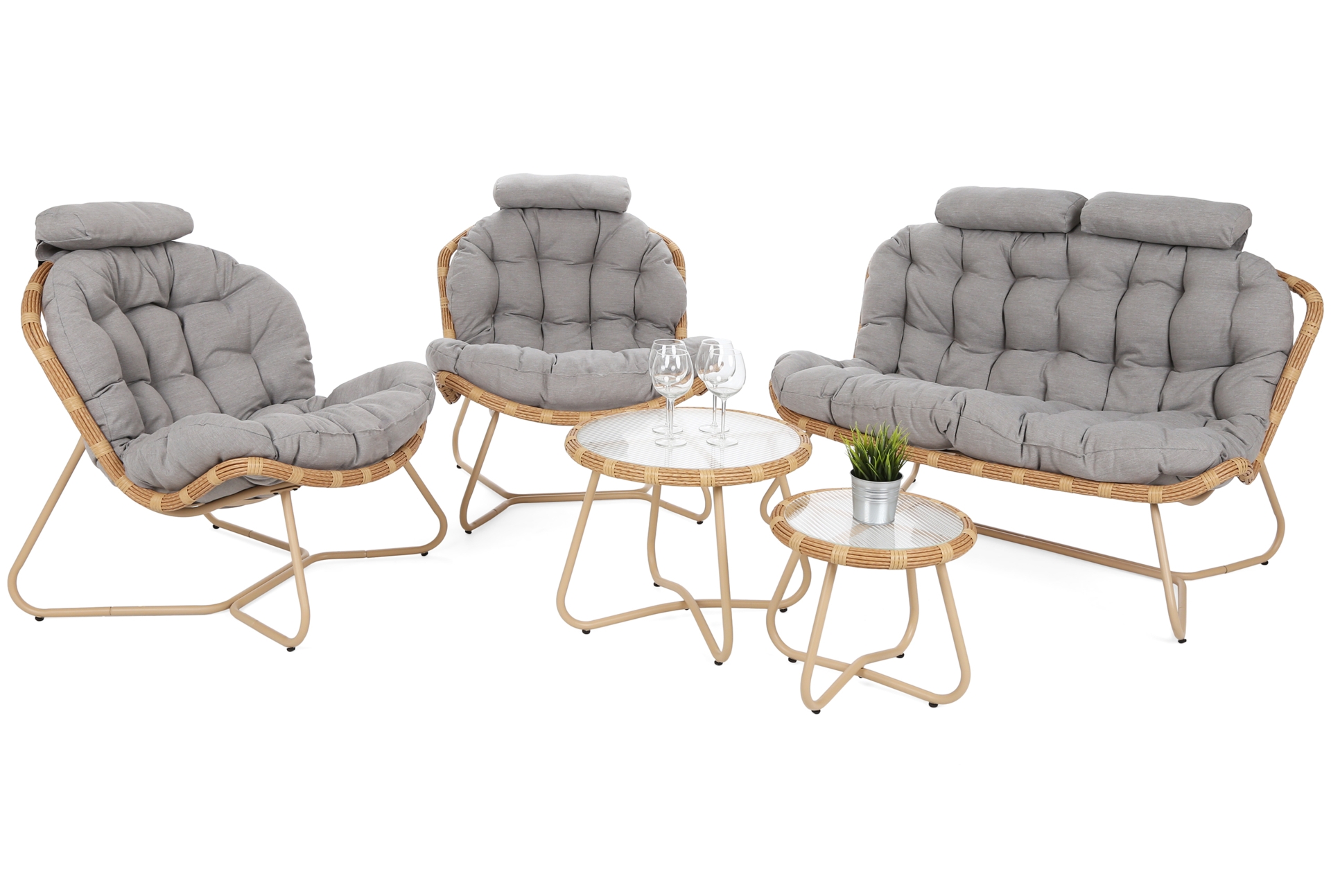 Meble ogrodowe technorattanowe Palermo Round Beige / Light Grey