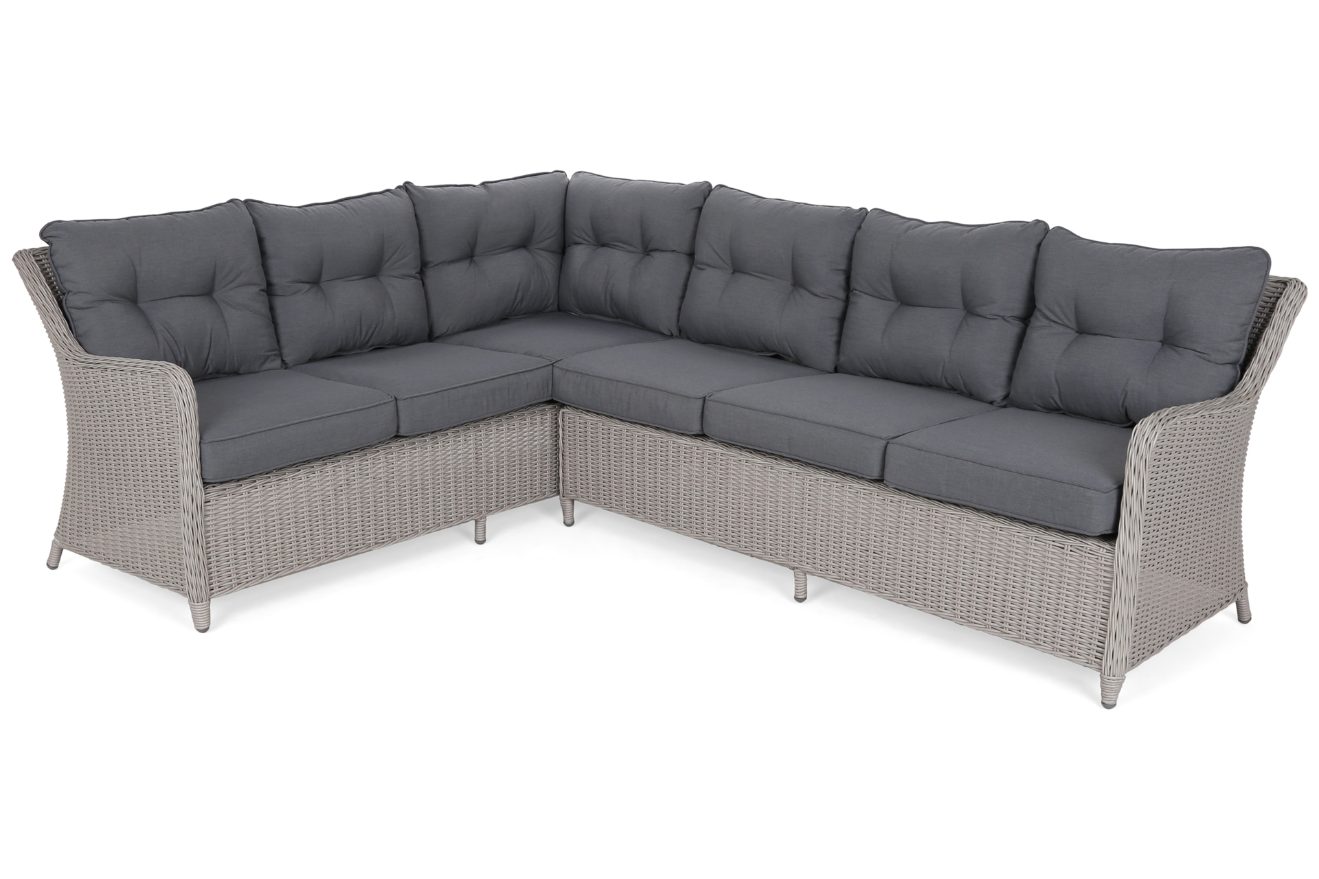 Narożny zestaw mebli ogrodowych lewy California White / Grey - biały - dla 8 osób Narożny zestaw mebli ogrodowych lewy California White / Grey