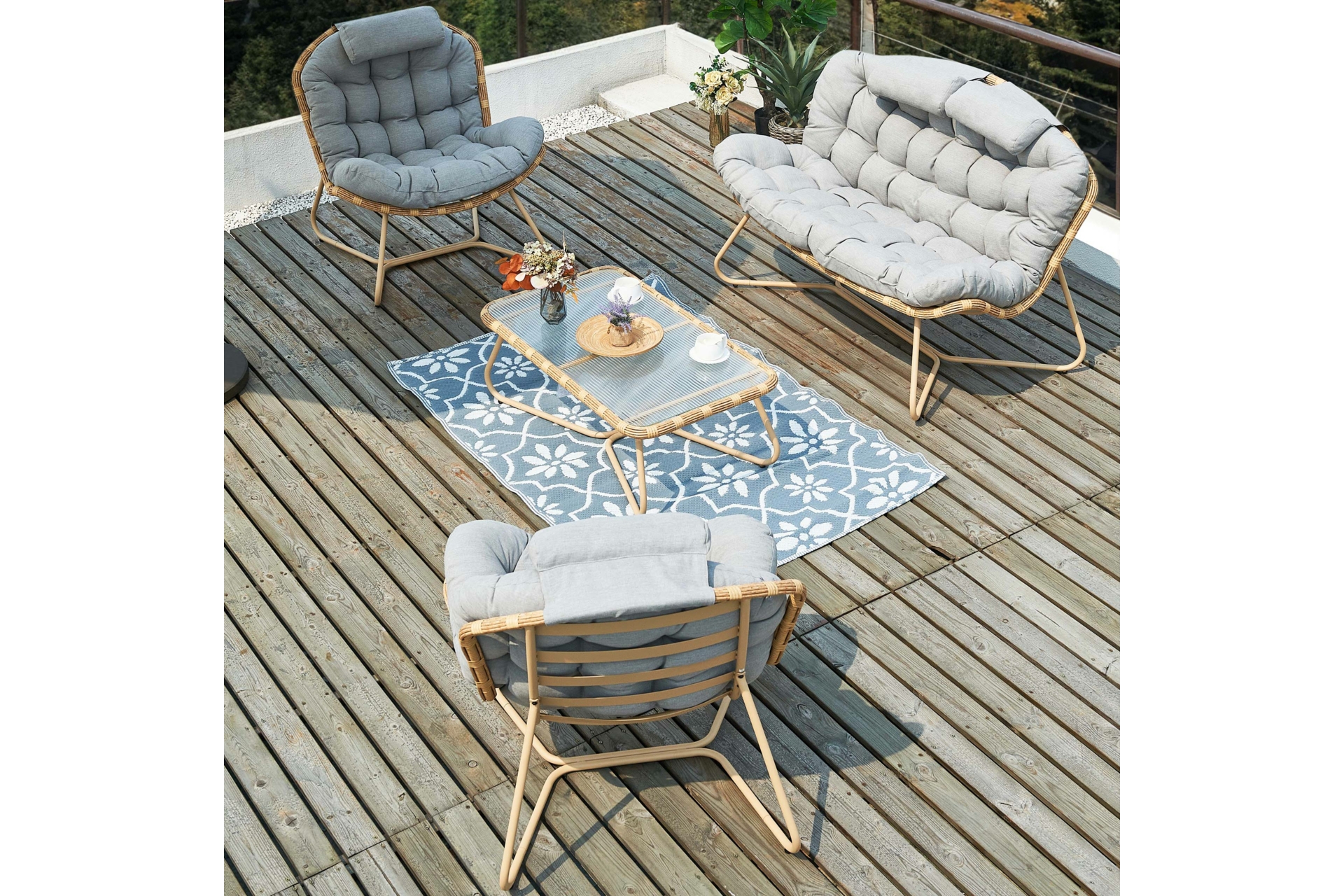 Meble ogrodowe technorattanowe Palermo Beige / Light Grey