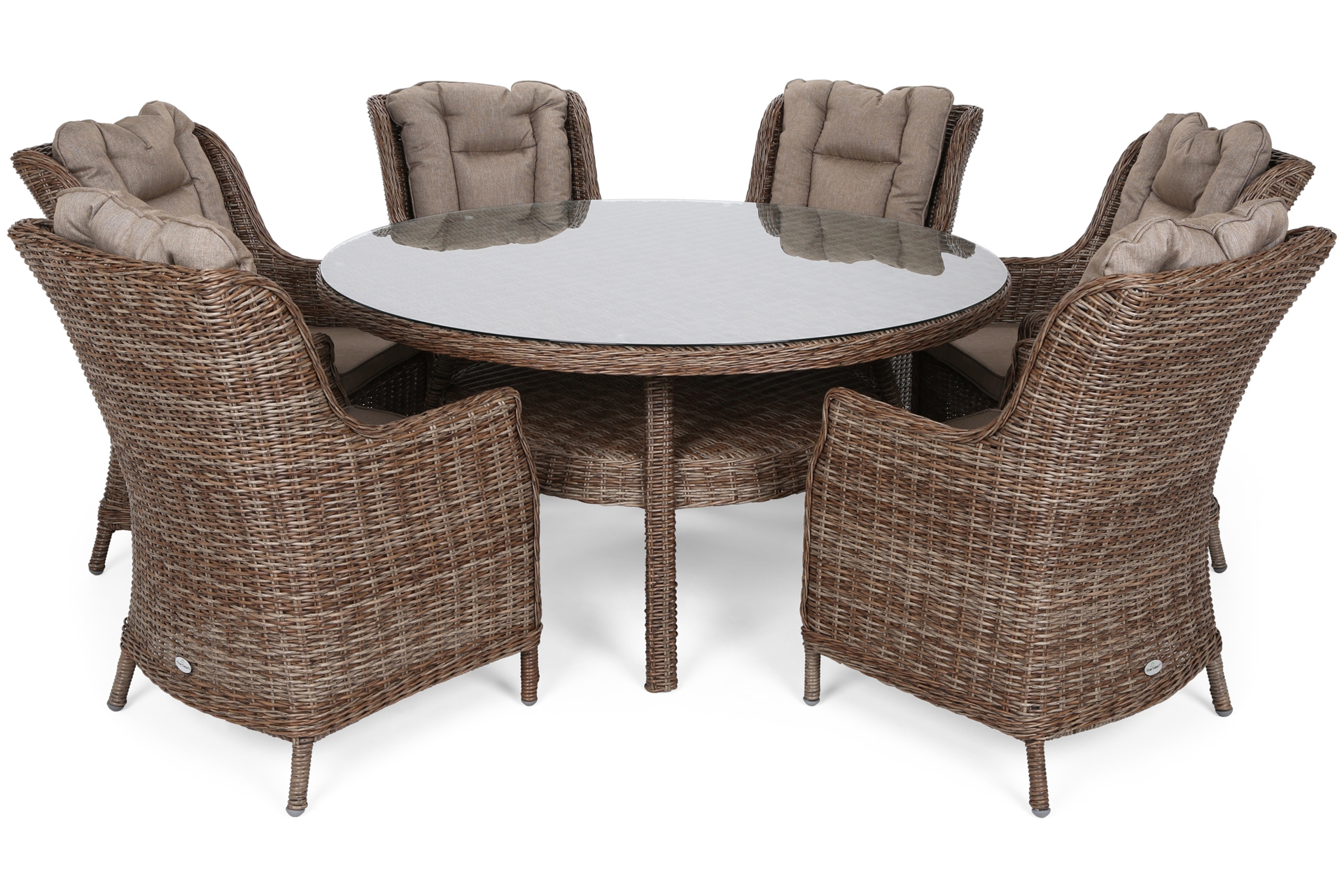 Meble ogrodowe technorattanowe Bristol Round Elegant 150 cm Ginger / Brown Melange - rude - dla 6 osób Meble ogrodowe technorattanowe Bristol Round Elegant 150 cm Ginger / Brown Melange 6+1