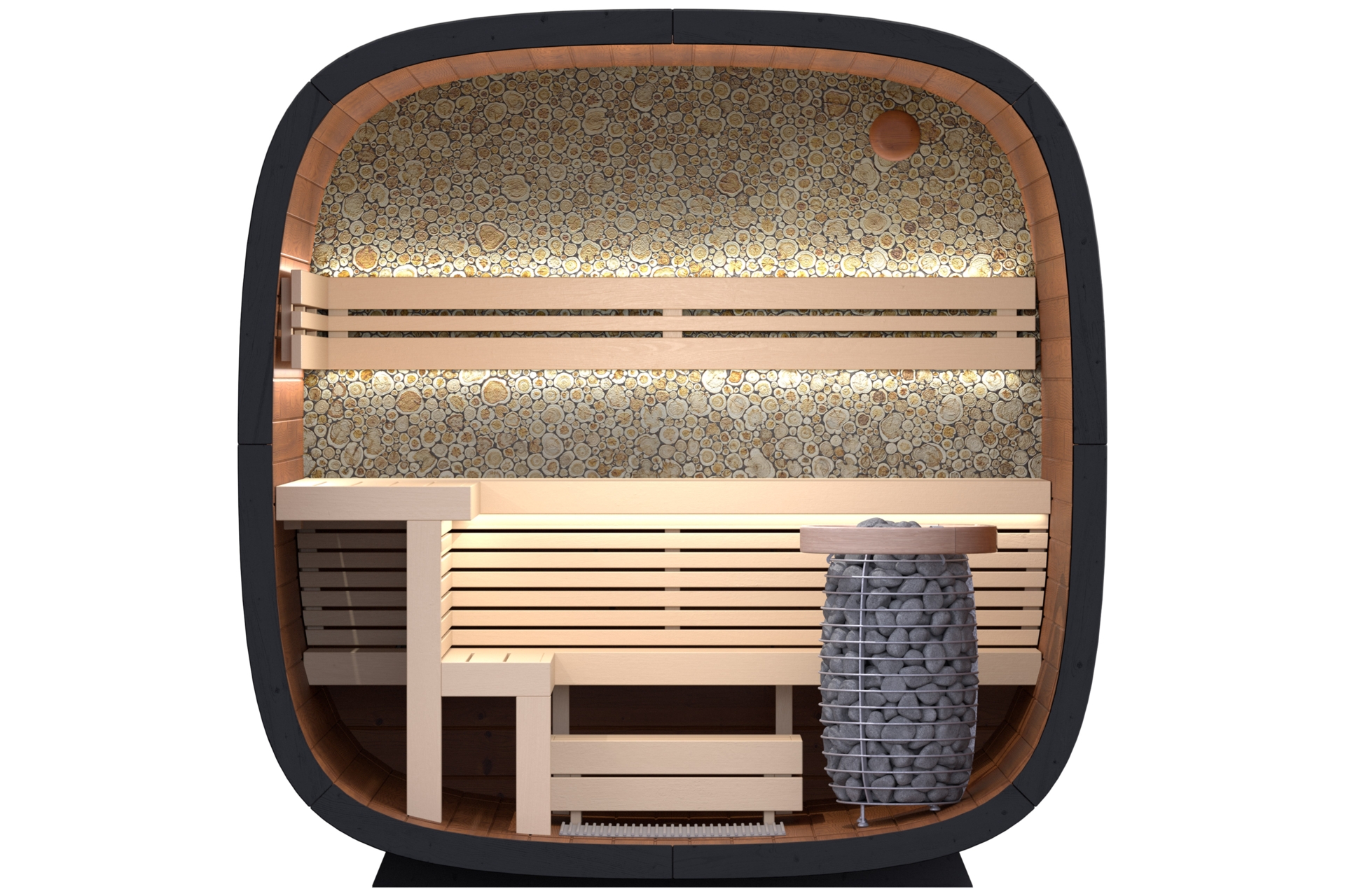 Sauna fińska zewnętrzna Leil® Saunas Round Cube Mini 2.0 4-osobowa