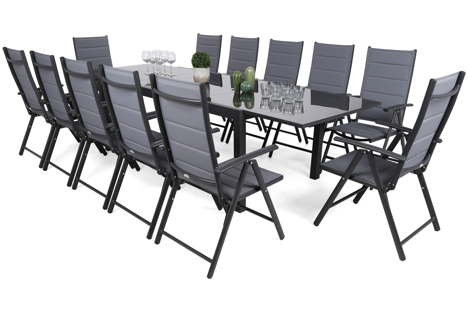 Meble ogrodowe aluminiowe Ontario 200+100 cm Grey / Light Grey Ibiza Grey / Window Grey 12+1