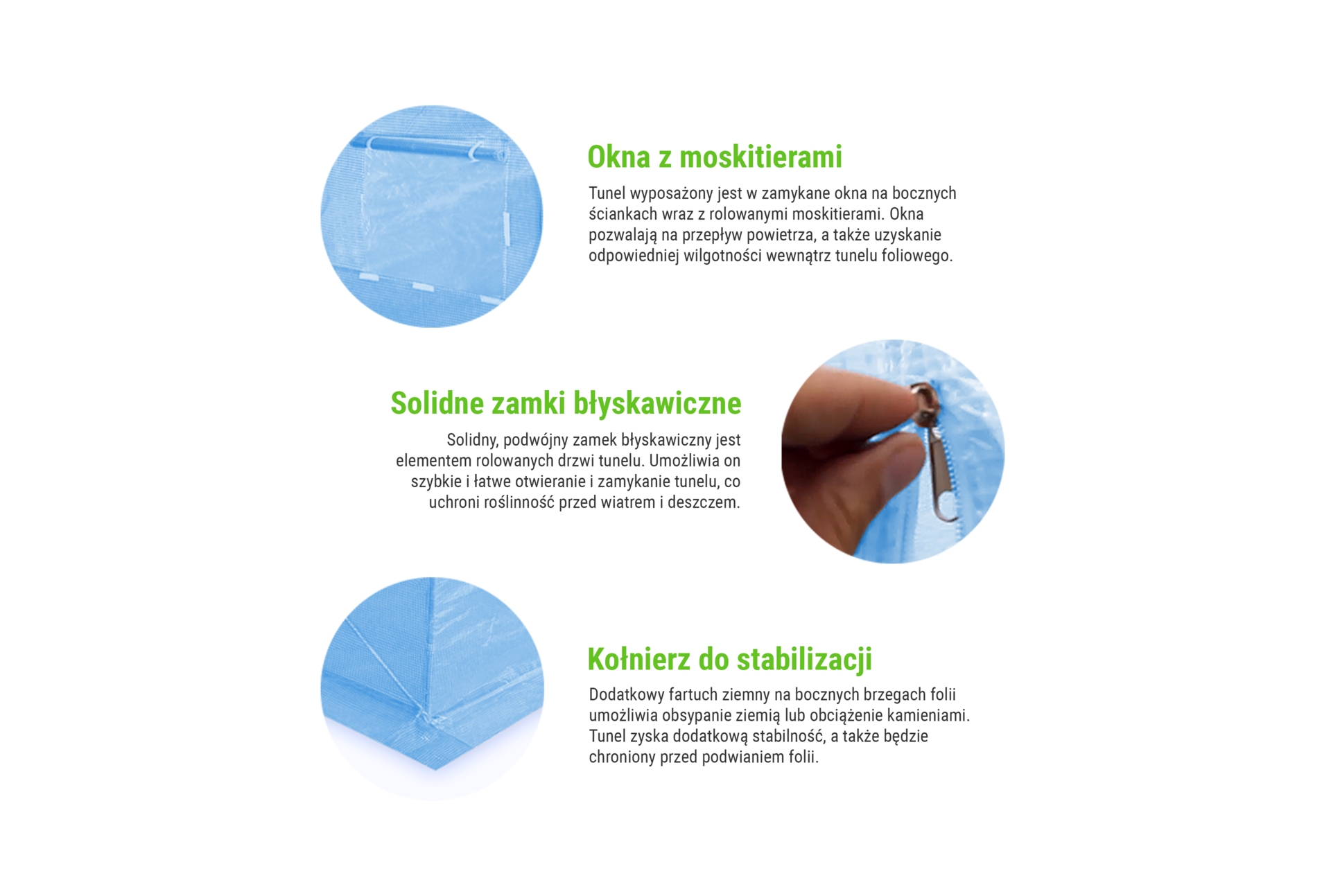 Tunel foliowy 250 x 500 cm (12,5 m²) stelaż + folia niebieska