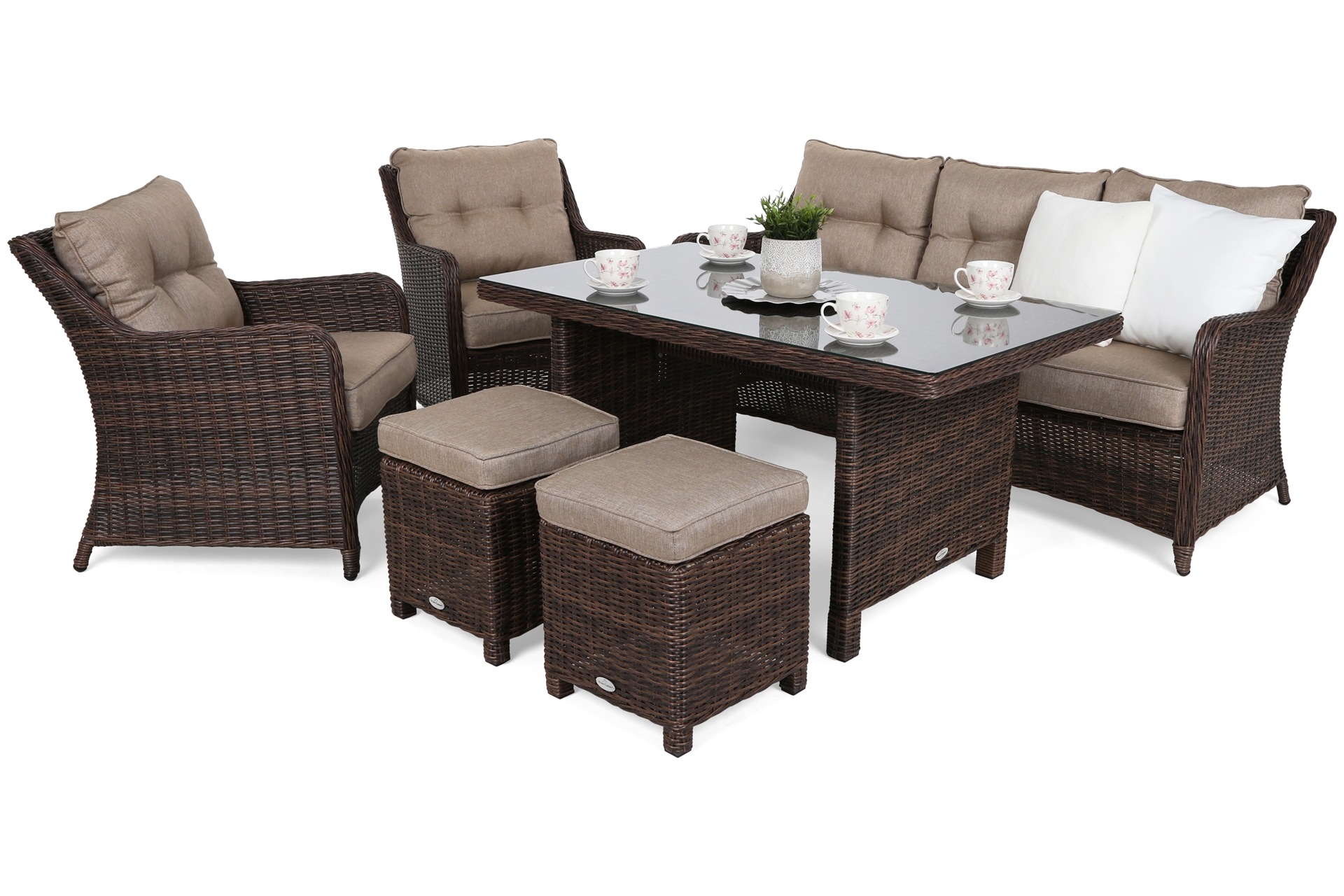 Meble ogrodowe technorattanowe California Brown Mat / Brown Melange