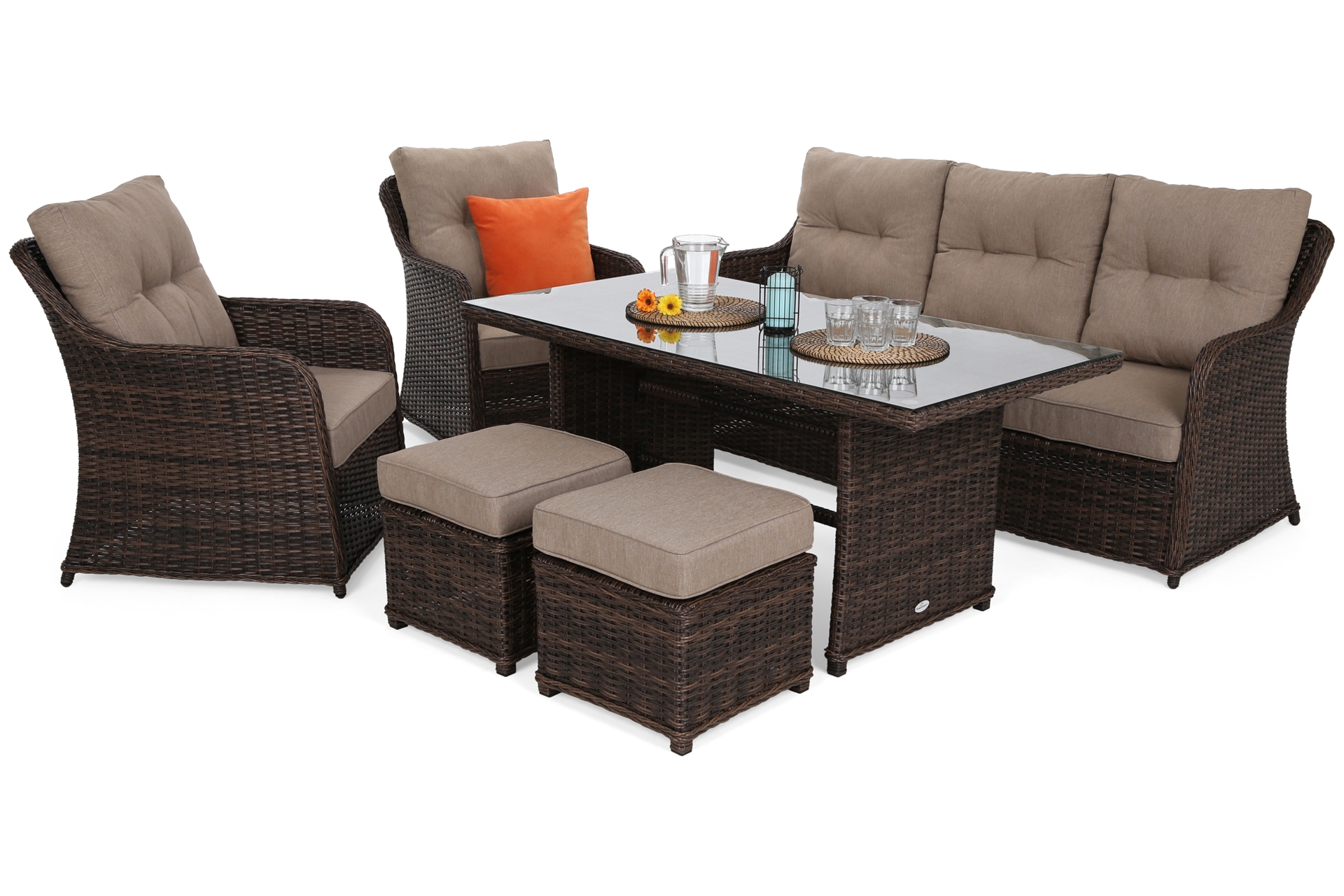 Meble ogrodowe technorattanowe Bergamo Brown Mat / Brown Melange