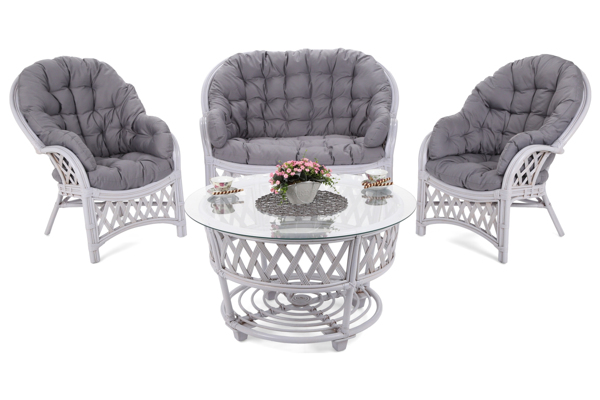 Meble ogrodowe rattanowe Diego Light Grey / Grey 3+1