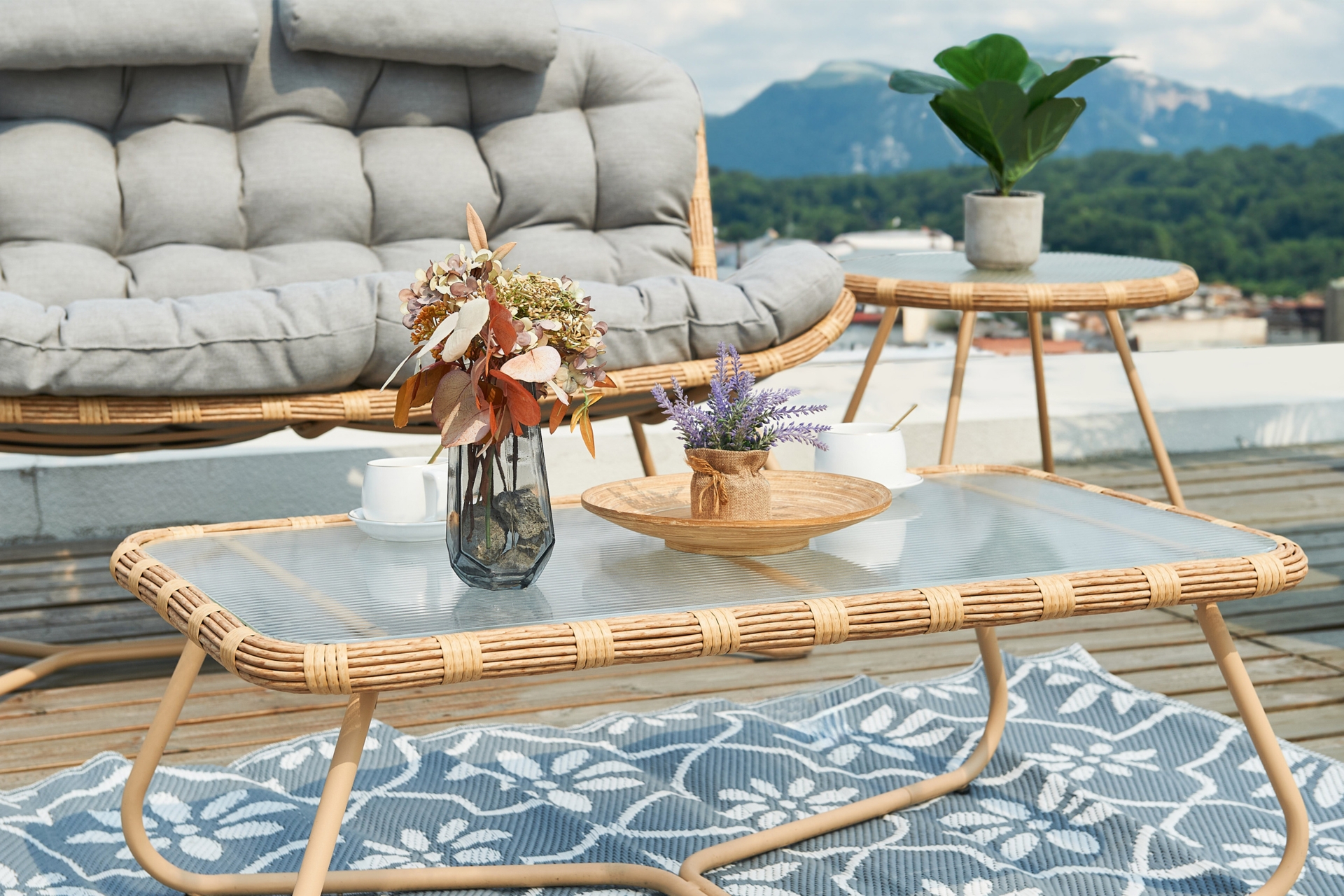 Meble technorattanowe Palermo szare - dla 4 osób Meble ogrodowe technorattanowe Palermo Grey / Grey