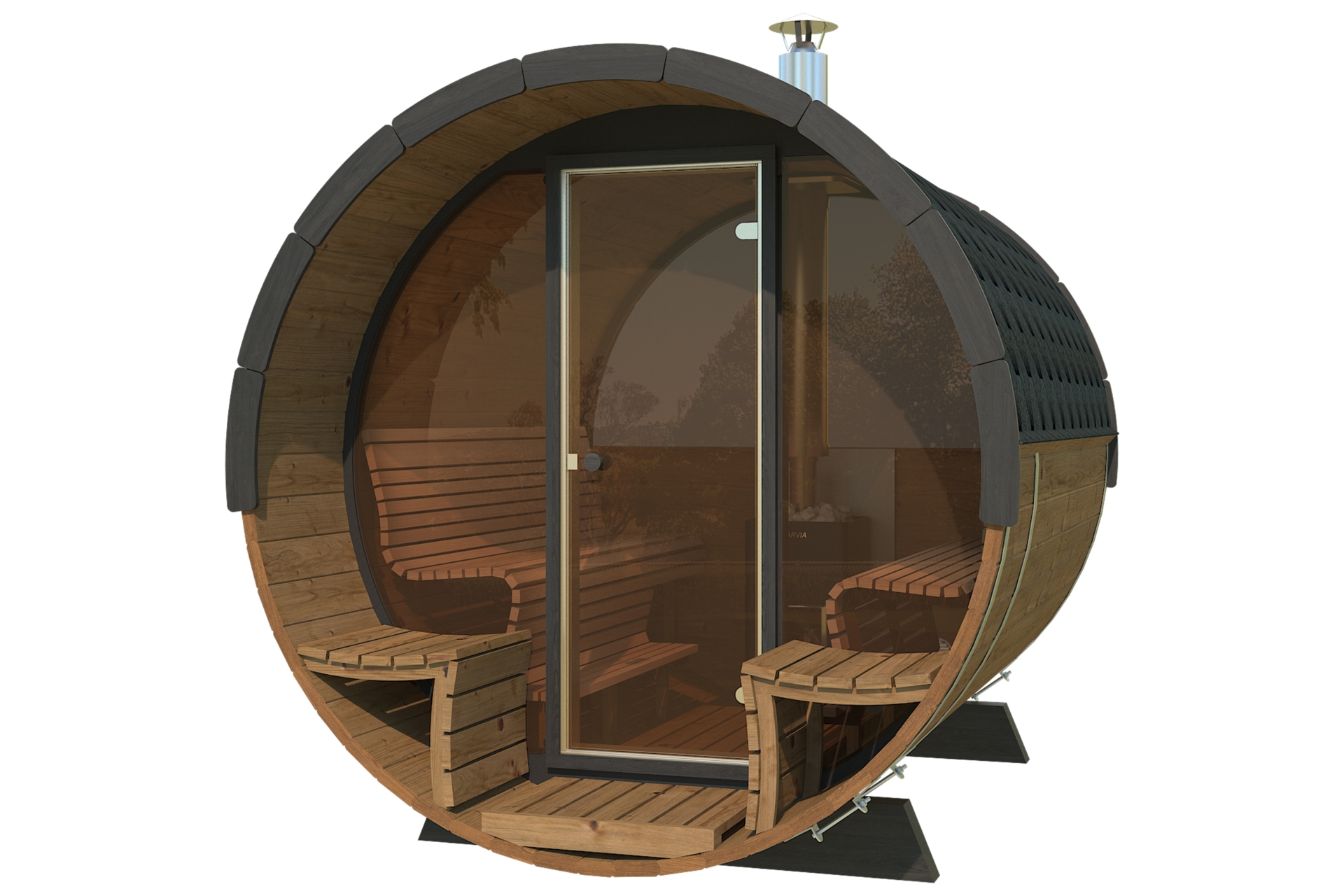 Sauna fińska zewnętrzna Lux Barrelsauna 235 x 280 cm