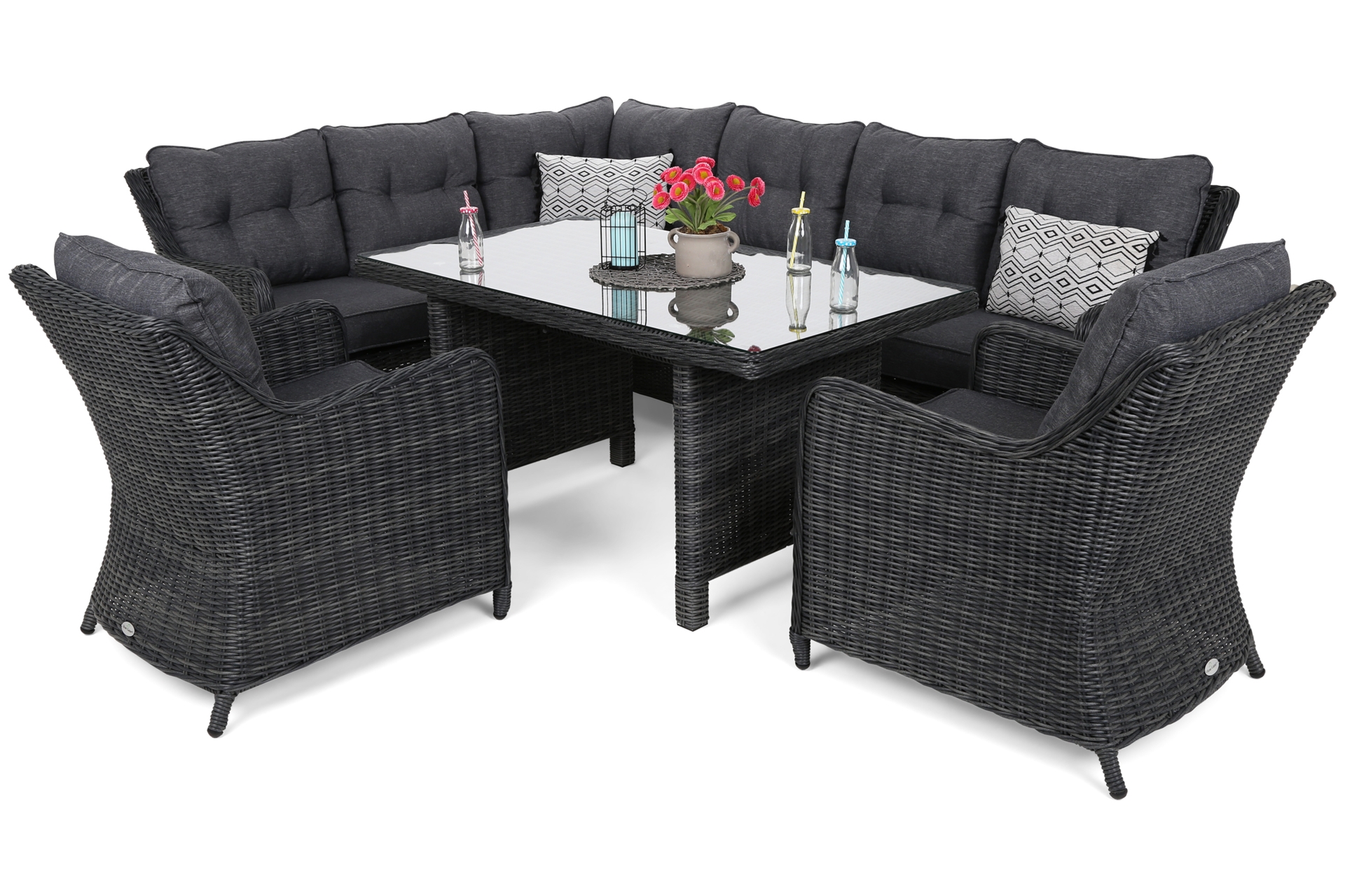 Narożny zestaw mebli ogrodowych lewy California Grey / Grey Melange Narożny zestaw mebli ogrodowych lewy California Grey / Grey Melange