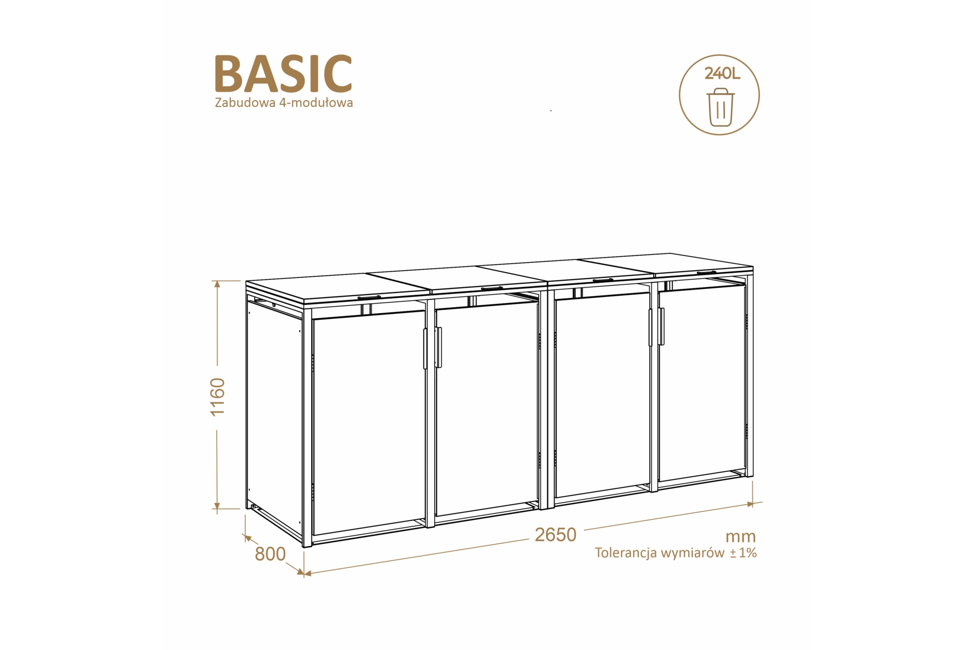 Zabudowa kosza śmietnikowego TOP BOX Basic 4 x 240 l