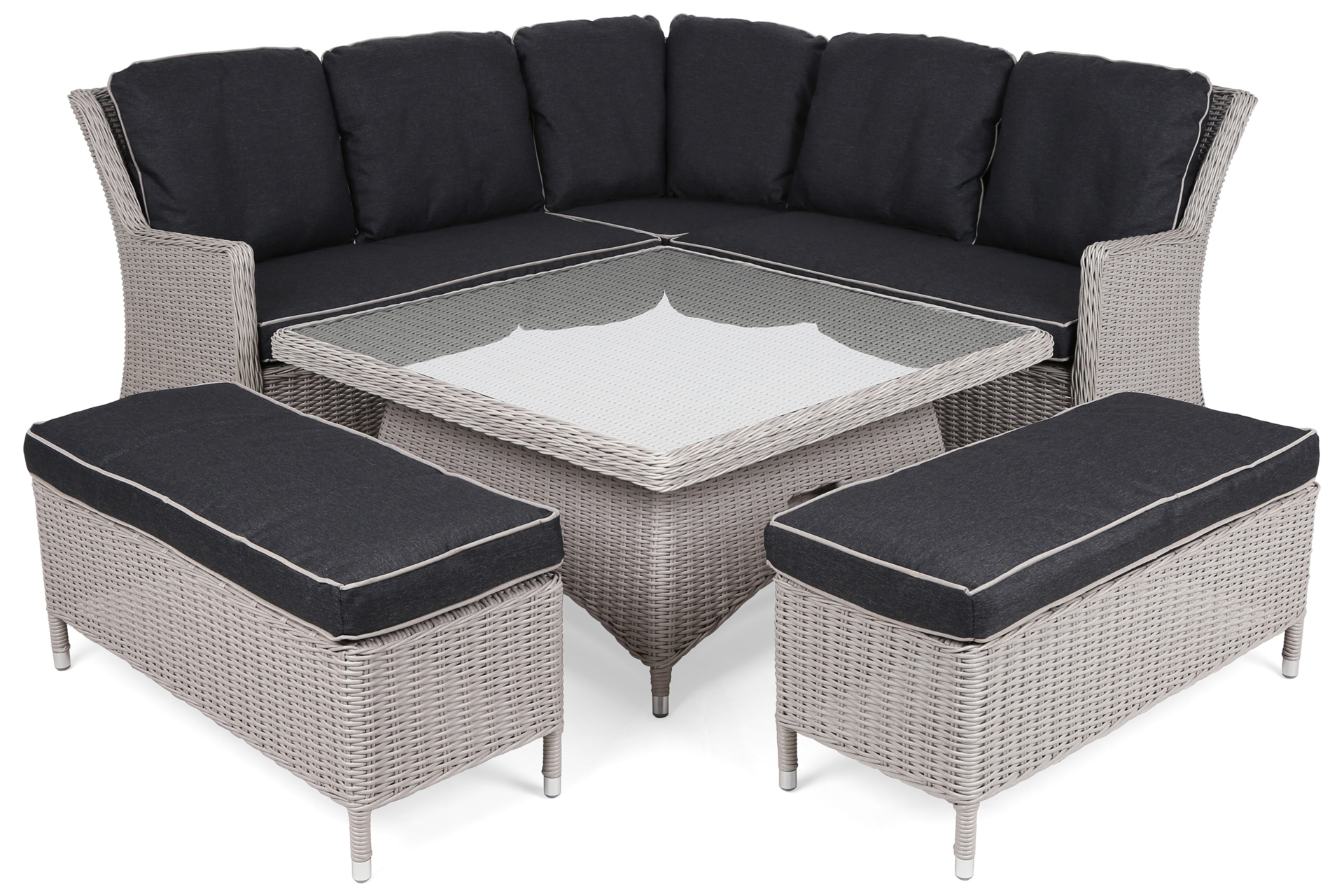 Narożny zestaw mebli ogrodowych Termoli White / Grey