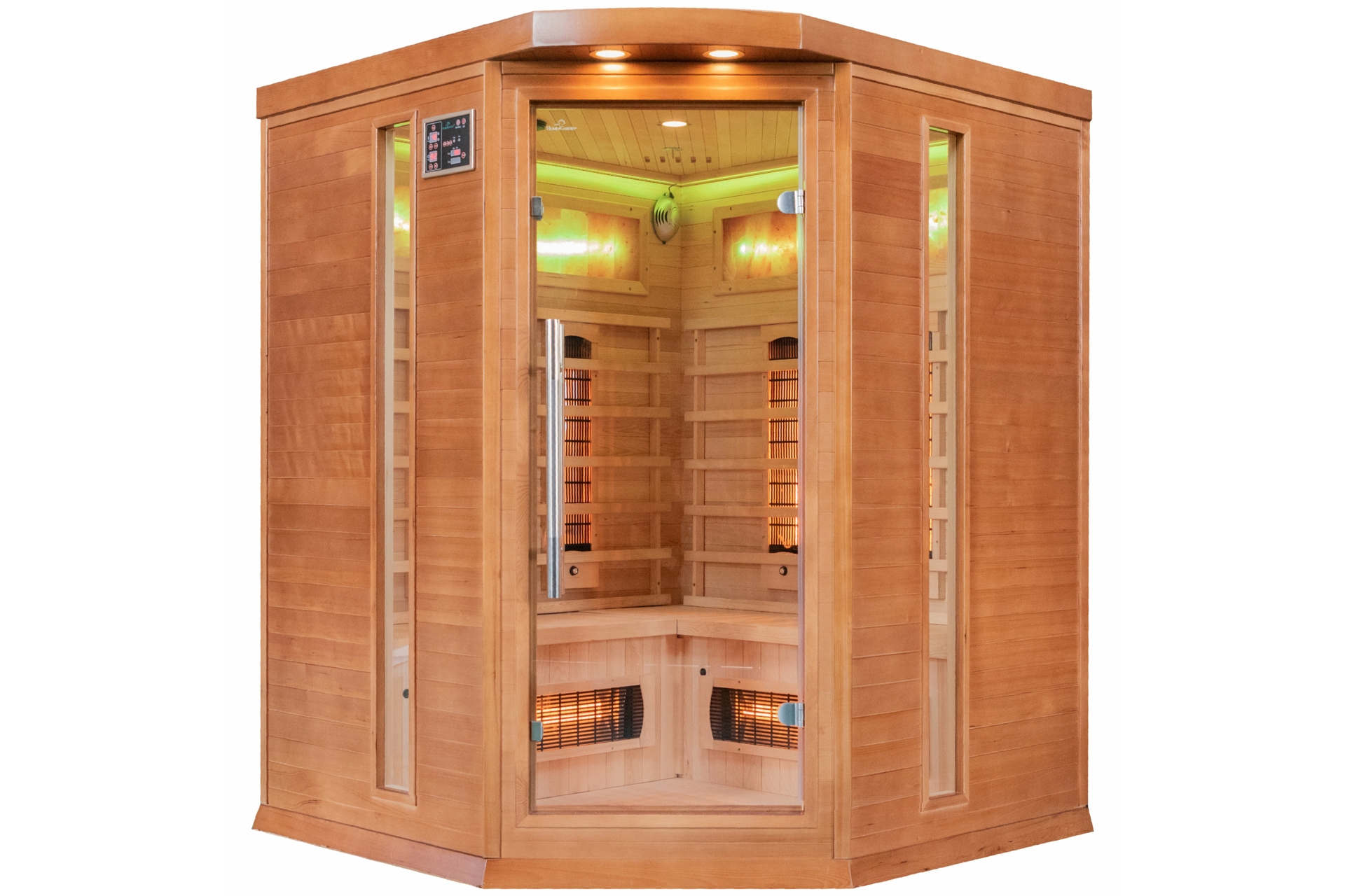 Sauna infrared narożna Nordum Classic 3-osobowa brązowa