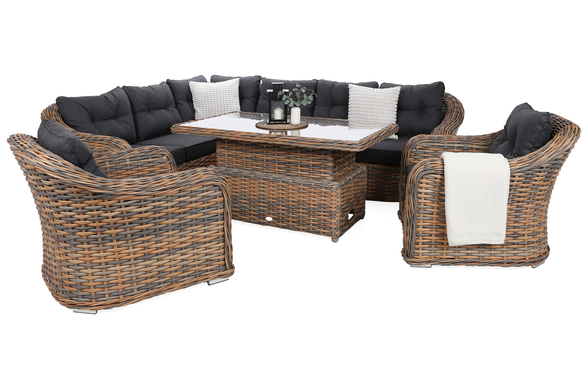 Narożny zestaw mebli ogrodowych Foggia Comfort Ginger Melange / Dark Grey