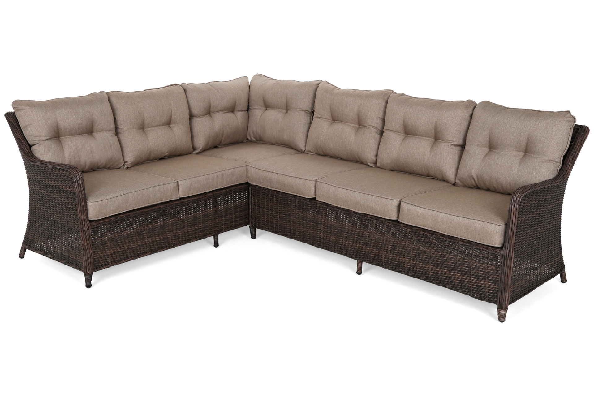 Narożny zestaw mebli ogrodowych lewy California Brown Mat / Brown Melange - brązowy - dla 8 osób Narożny zestaw mebli ogrodowych lewy California Brown Mat / Brown Melange