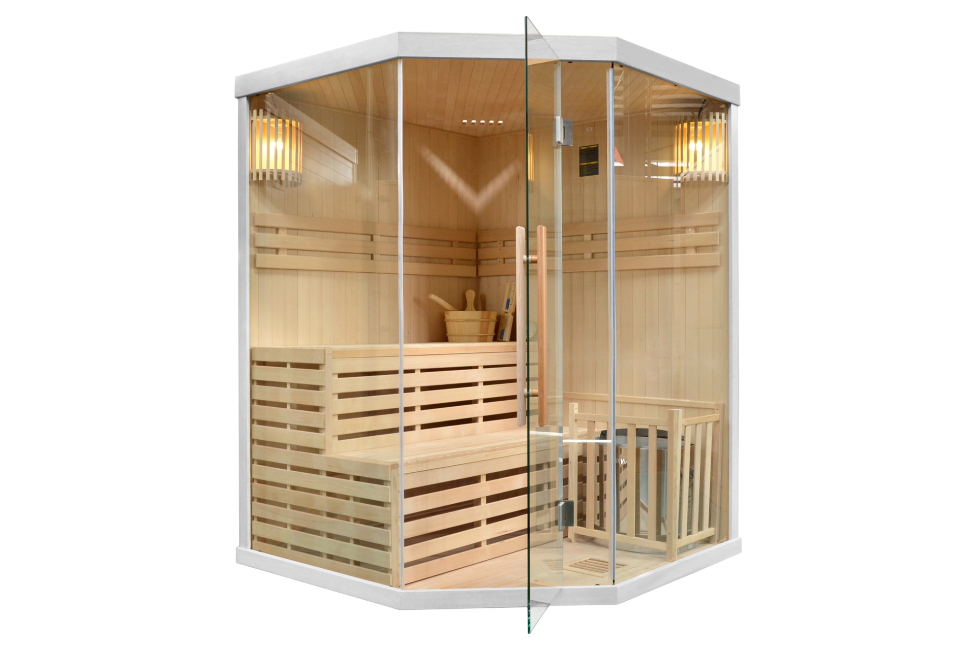 Sauna fińska narożna EA3C White z piecem