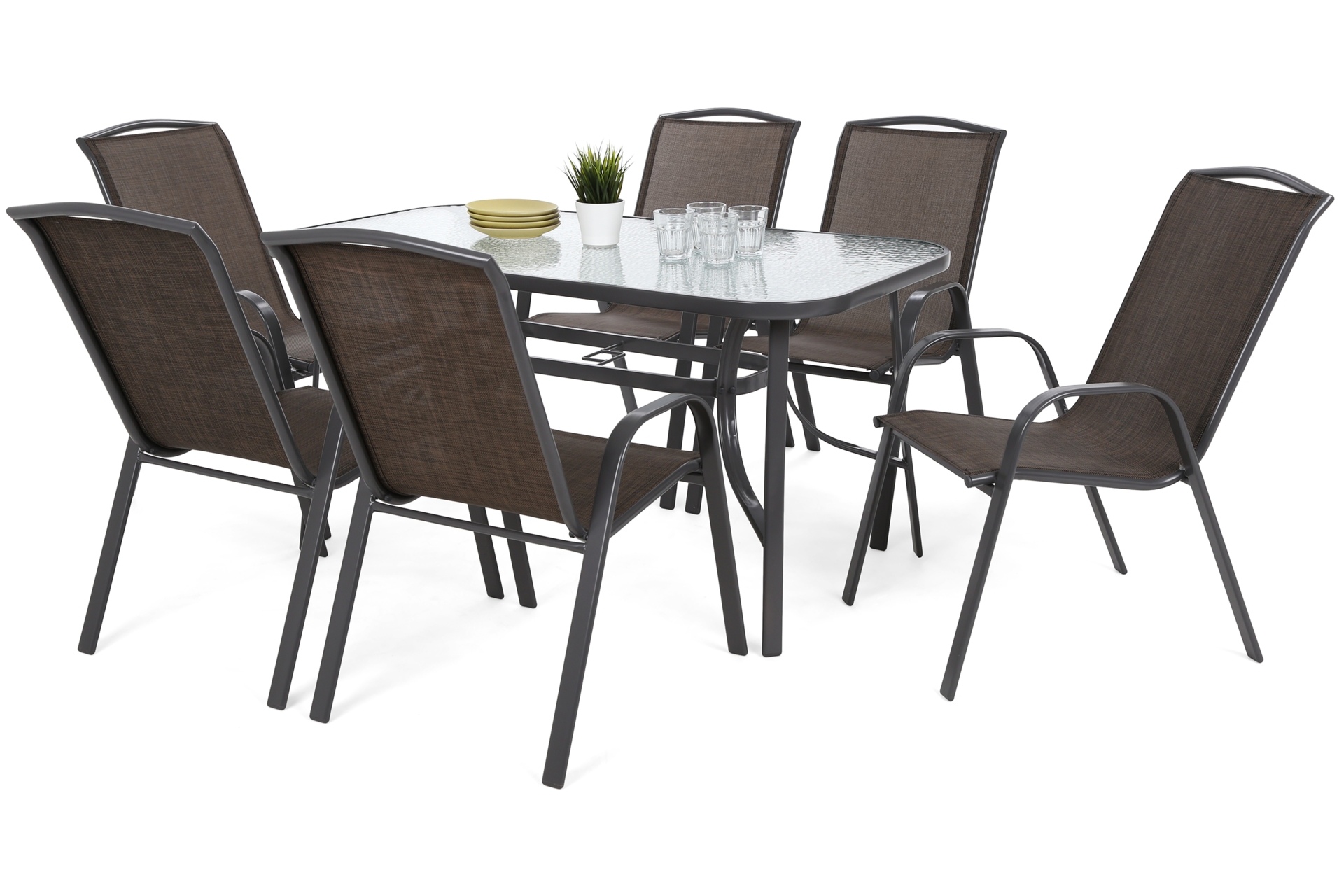 Metalowe krzesło ogrodowe metalowe Atlanta brązowo-szare Krzesło ogrodowe metalowe Atlanta Grey / Brown