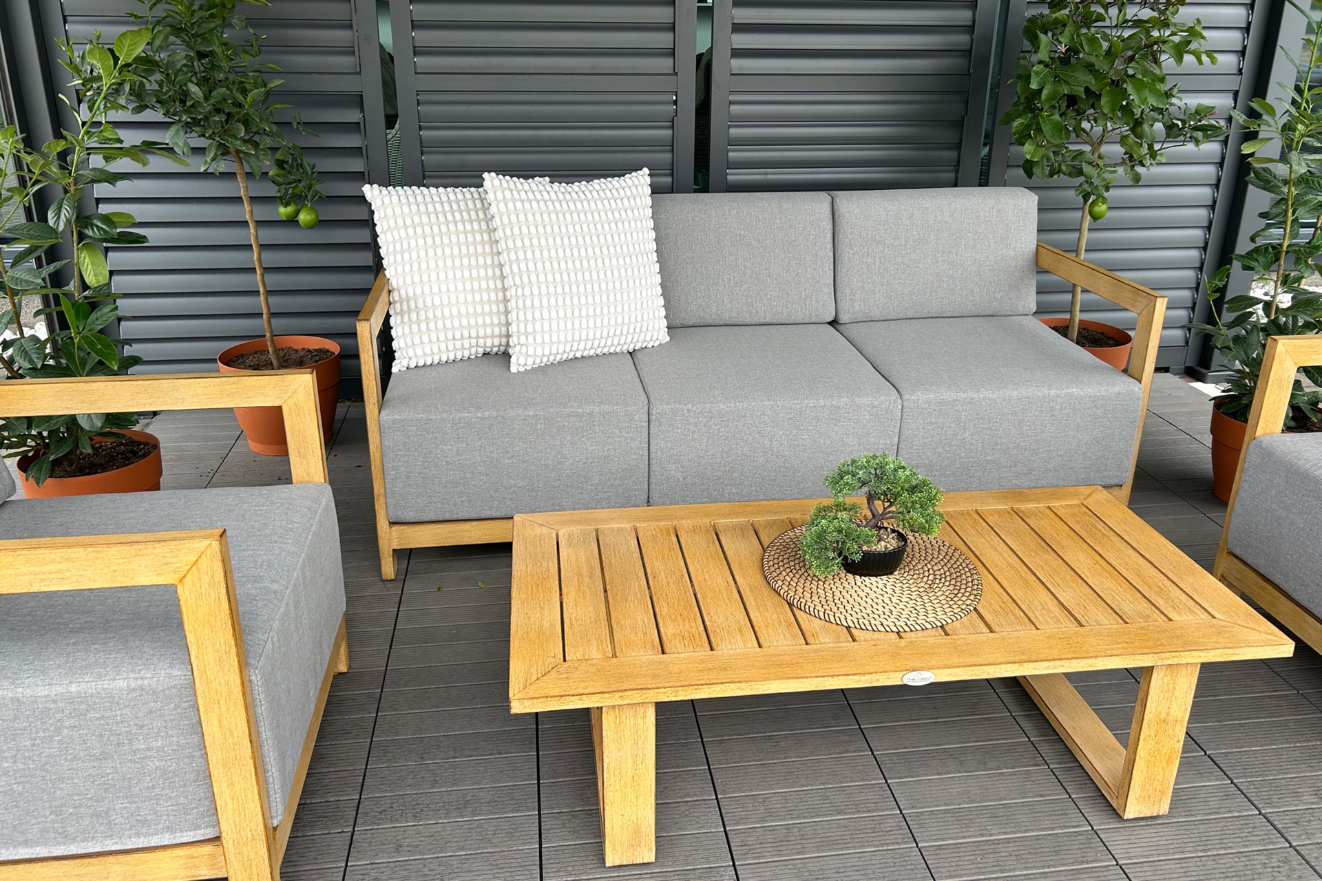 Meble ogrodowe aluminiowe Lyon Teak / Fog Grey