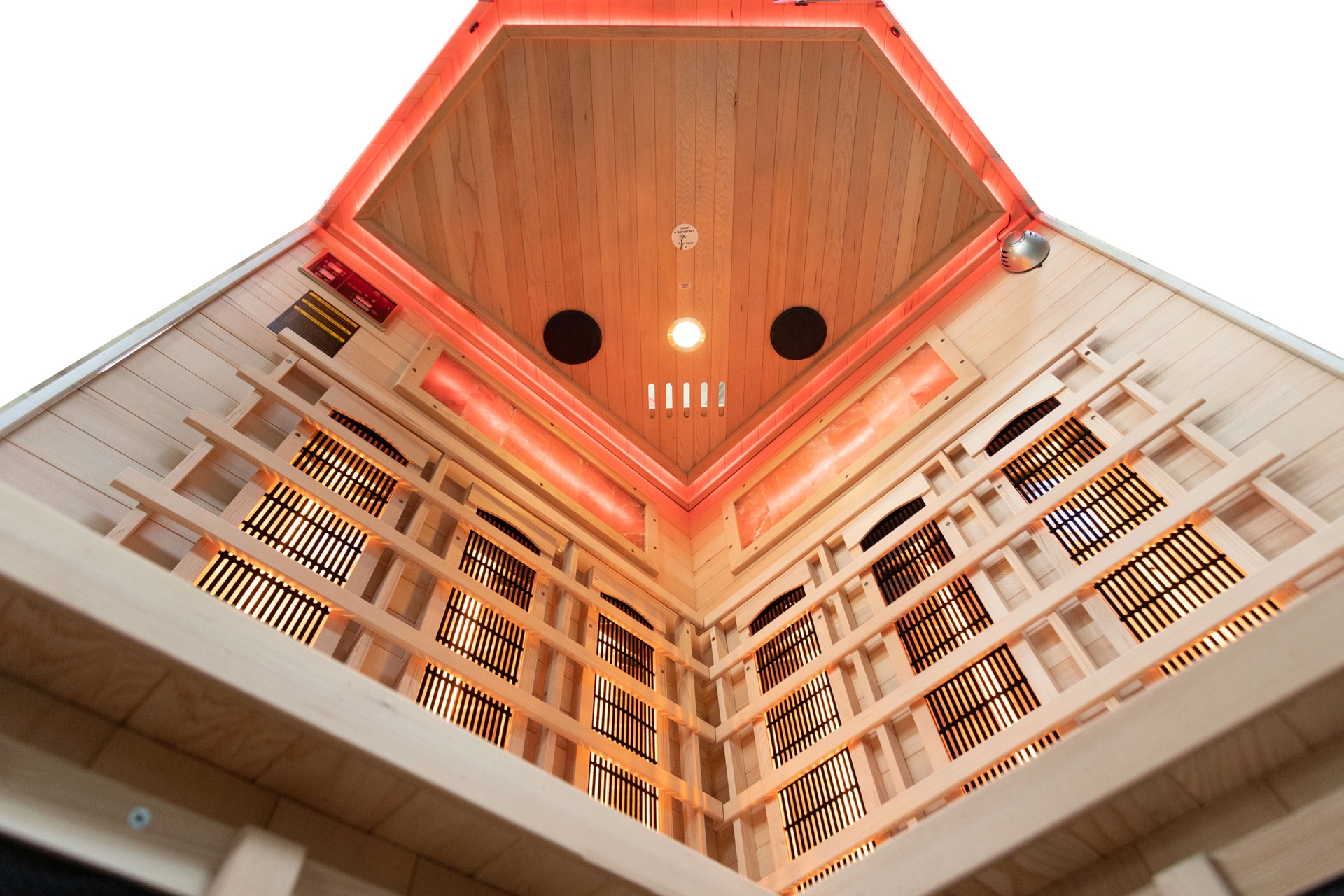 Sauna infrared narożna Nordum Solea 2-osobowa WiFi brązowa - z panelami solnymi Sauna infrared narożna Nordum Solea 2-osobowa WiFi brązowa