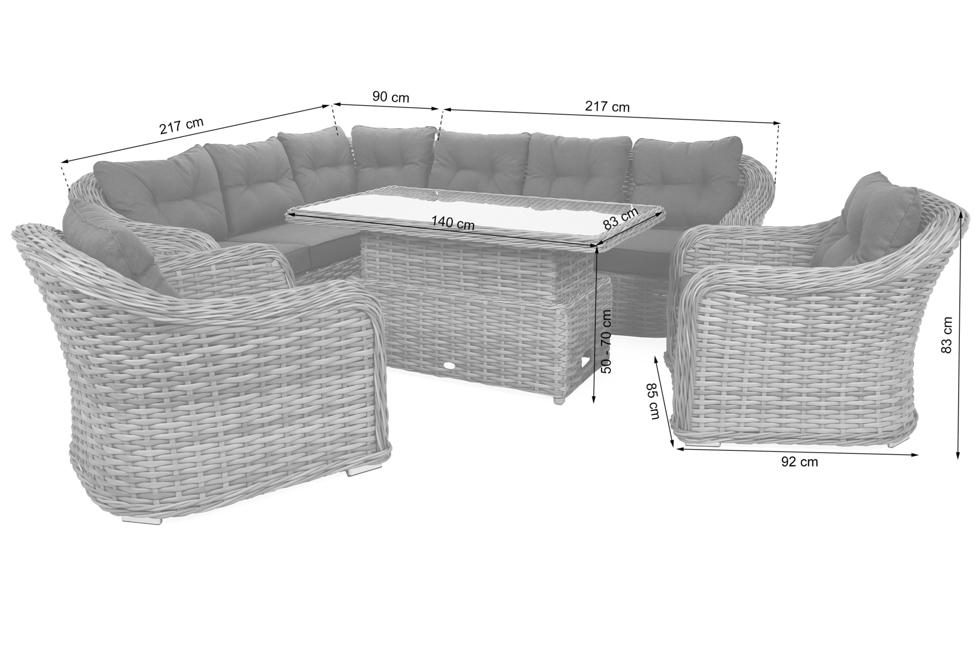 Narożny zestaw mebli ogrodowych Foggia Comfort Beige / Beige Melange