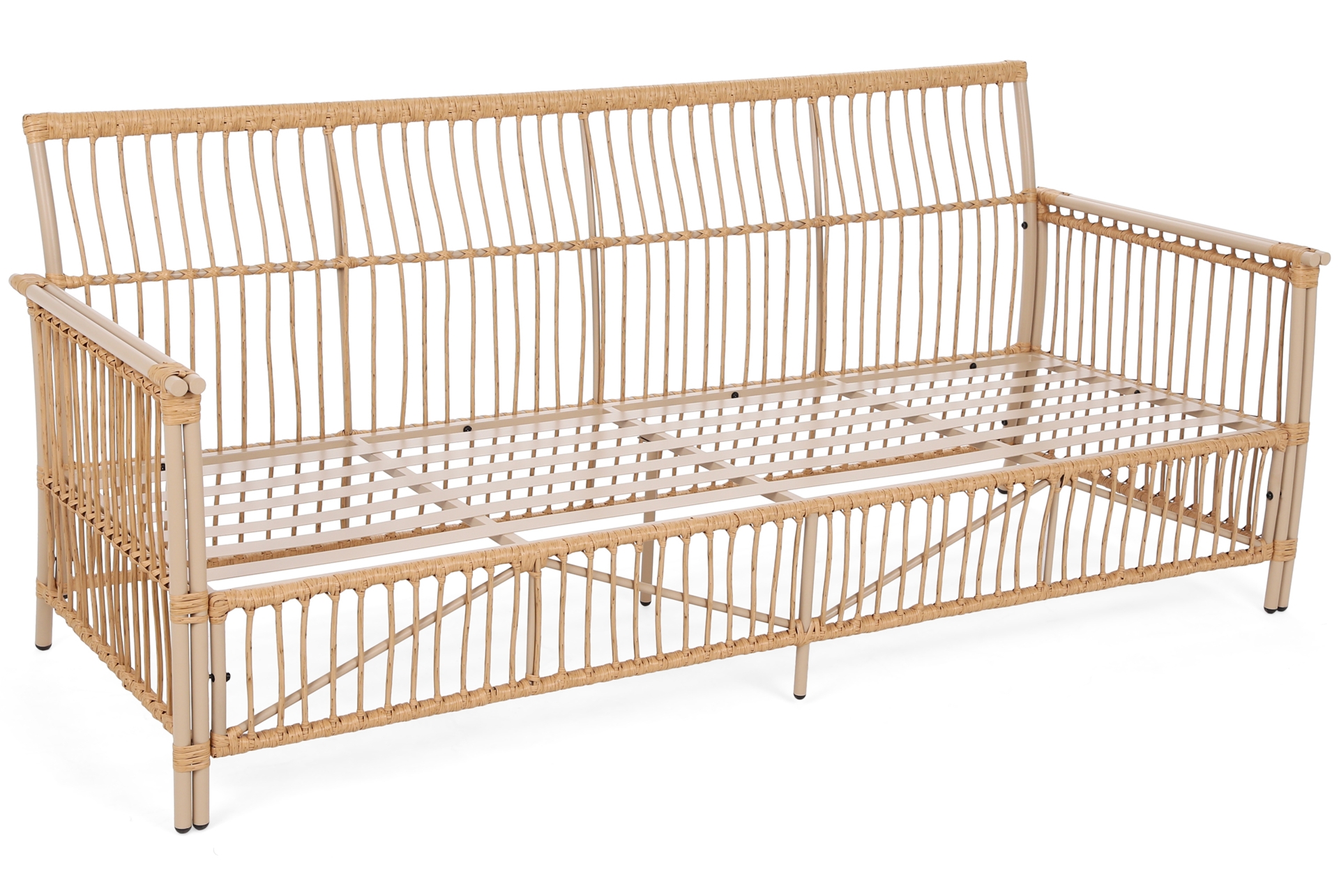 Meble ogrodowe technorattanowe Sycylia Beige / Grey - dla 5 osób - w stylu boho Meble ogrodowe technorattanowe Sycylia Beige / Grey