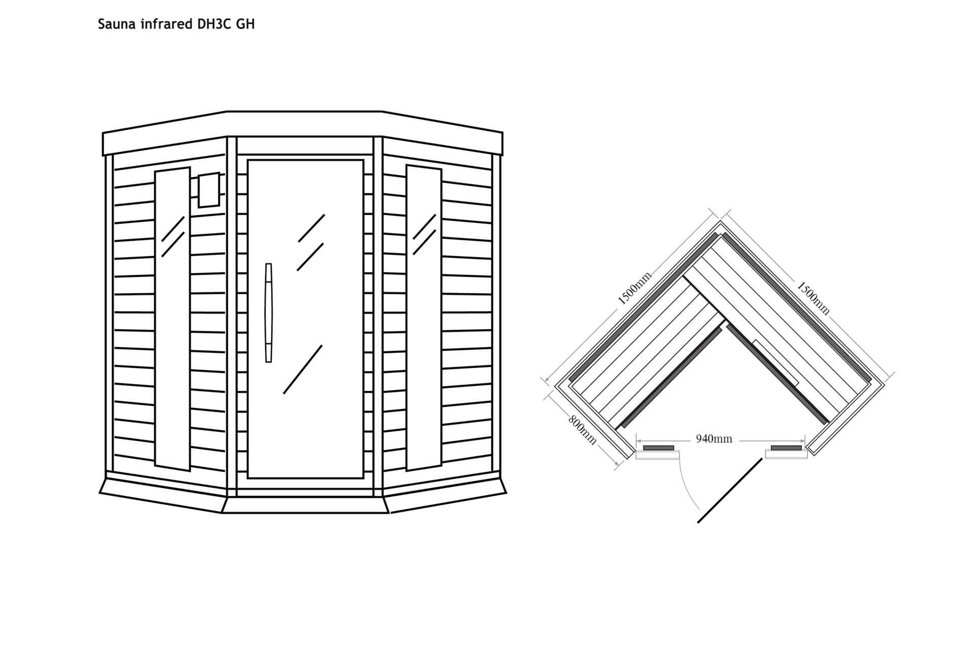 Sauna infrared narożna DH3C Grey z koloroterapią