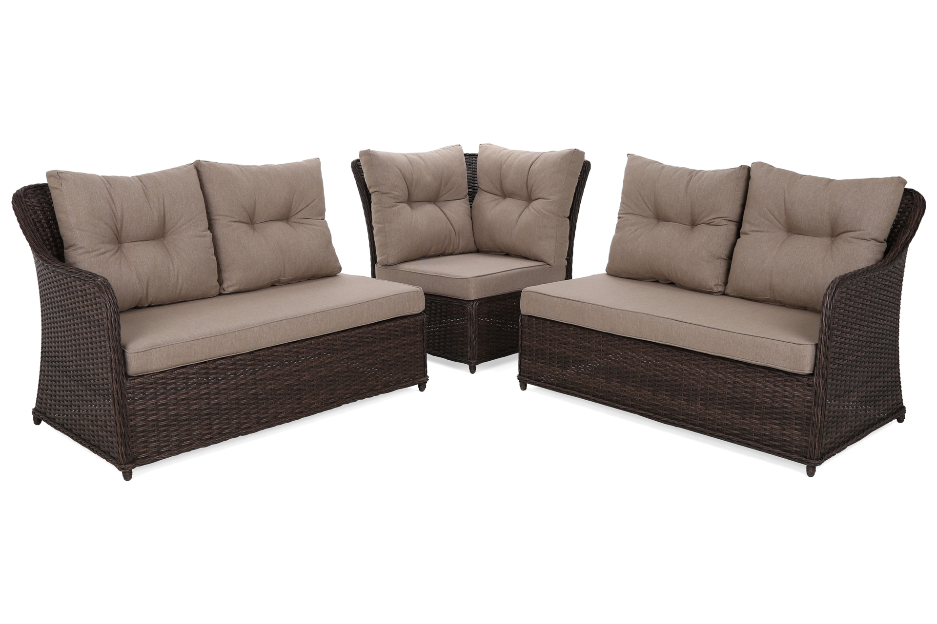 Narożny zestaw mebli ogrodowych Bergamo Brown Mat / Brown Melange