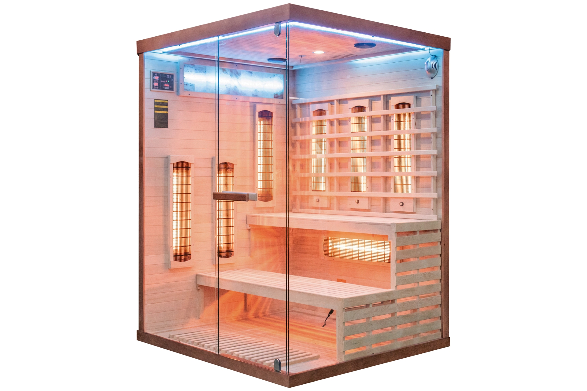 Sauna infrared narożna Nordum Pure 3-osobowa brązowa