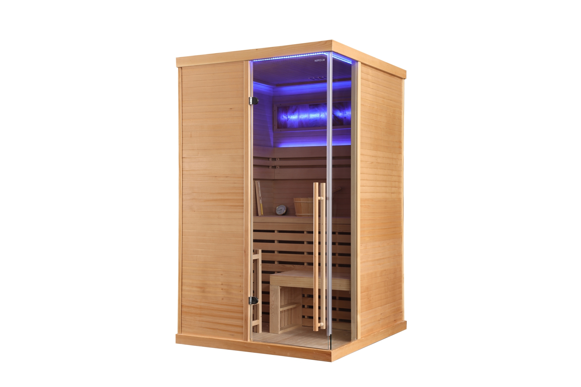 Sauna fińska narożna Nordum Pure One 2-osobowa naturalna